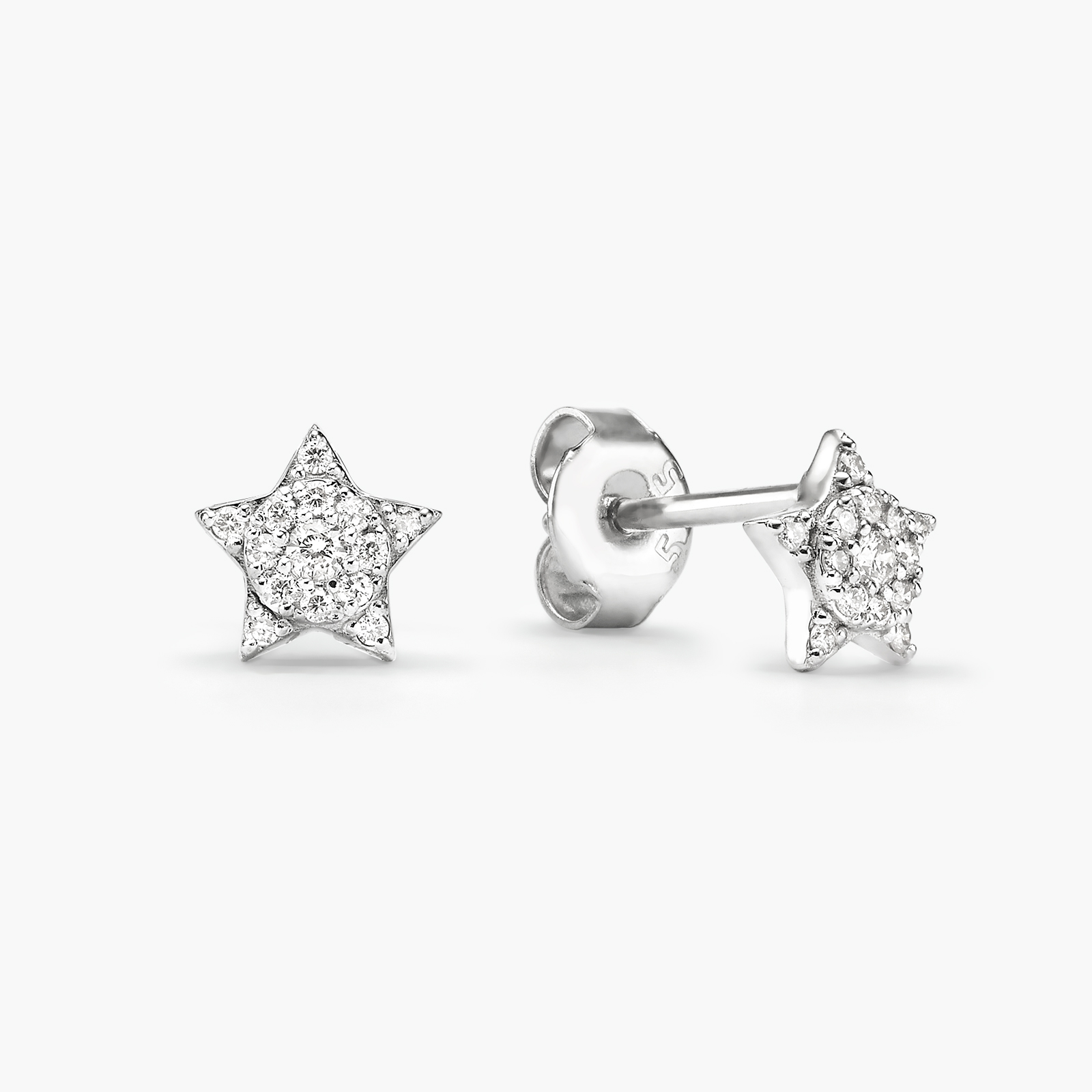 עגילי כוכב מזהב משובצים יהלומים