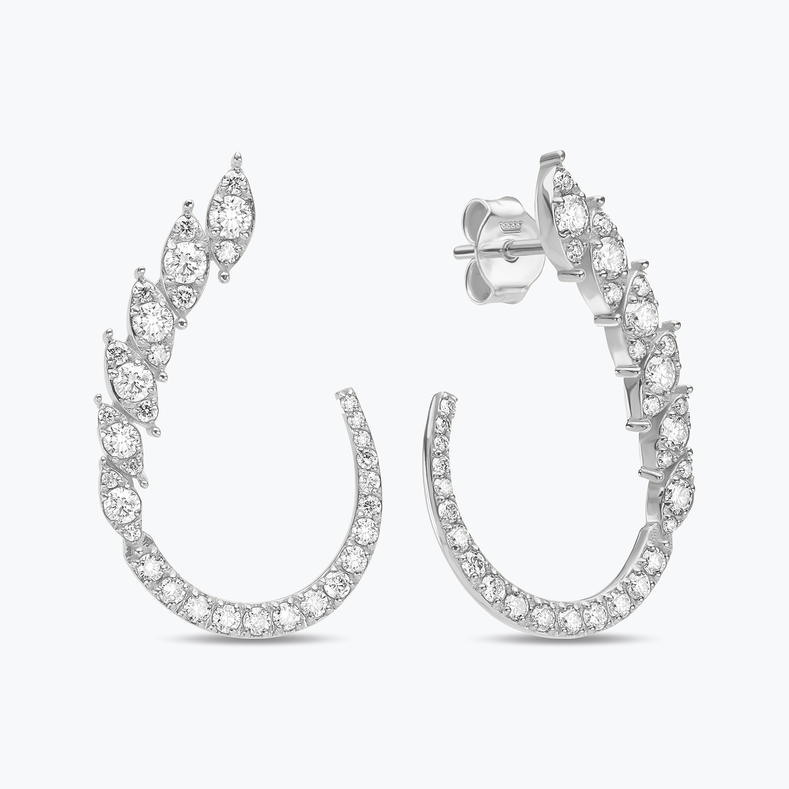 עגילי ליב חצי טיפה משובצת ביהלומים