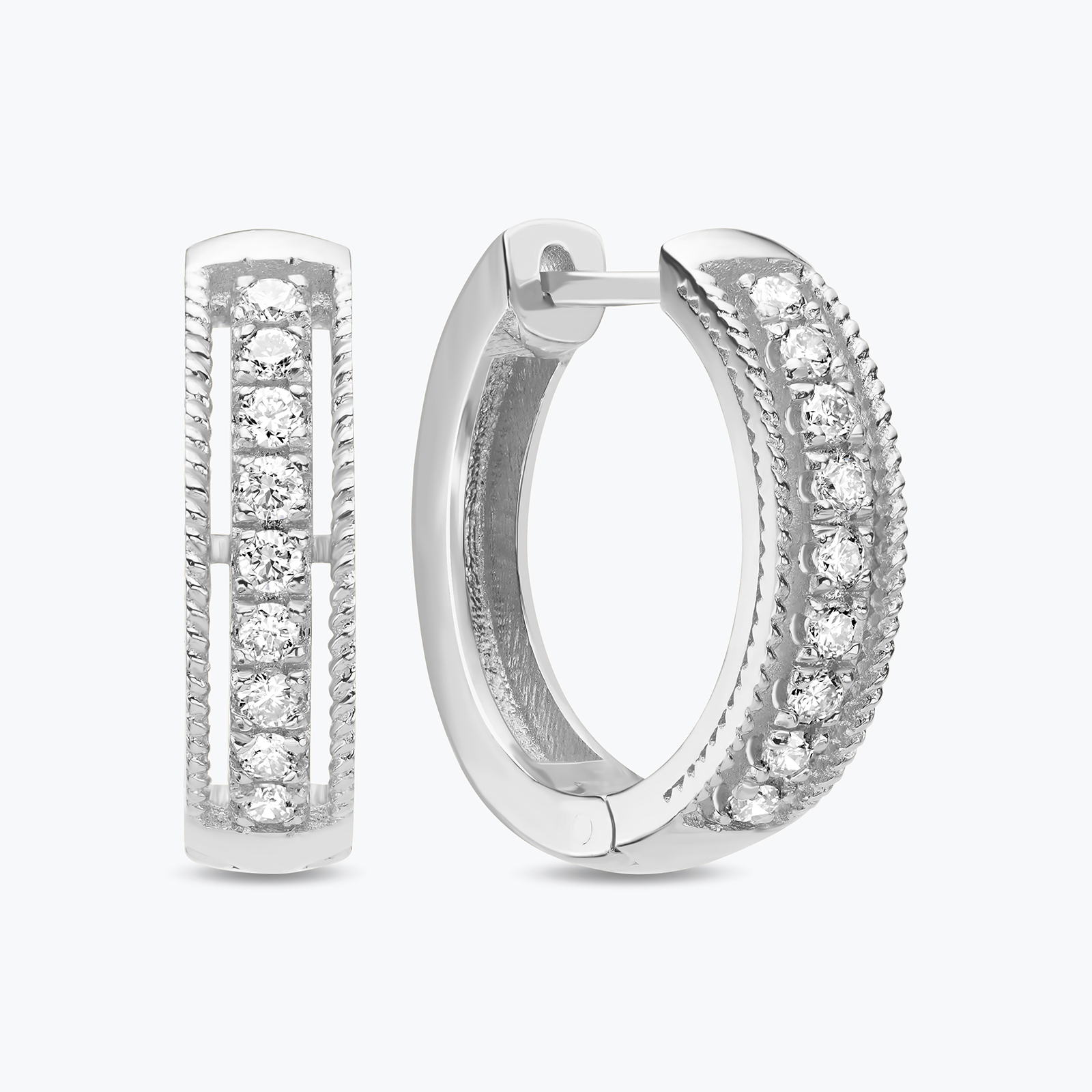 עגילי חישוק בשיבוץ יהלומים