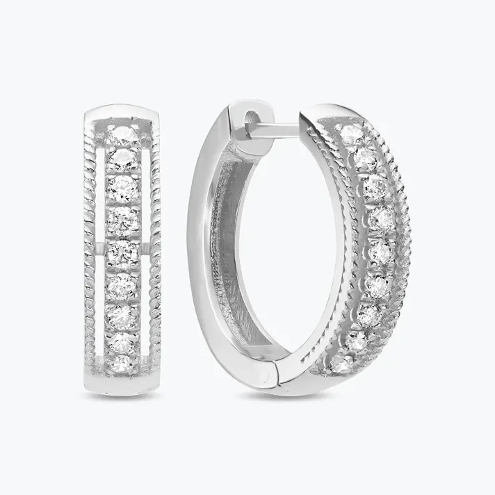 עגילי חישוק בשיבוץ יהלומים