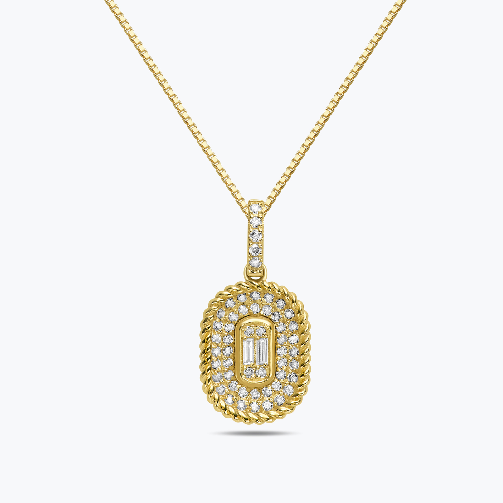 תליון זהב אליפסה משובץ יהלומים