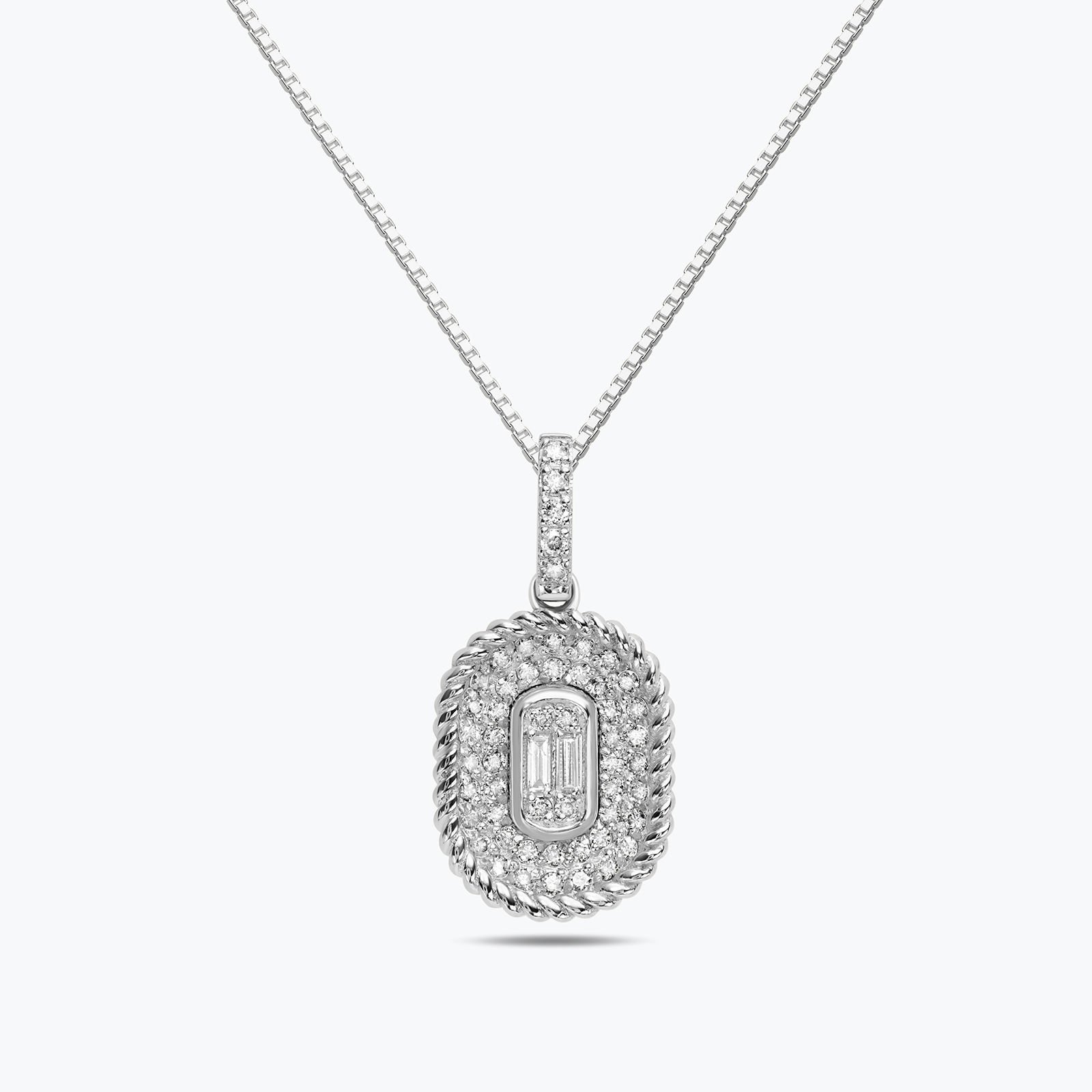 תליון זהב אליפסה משובץ יהלומים