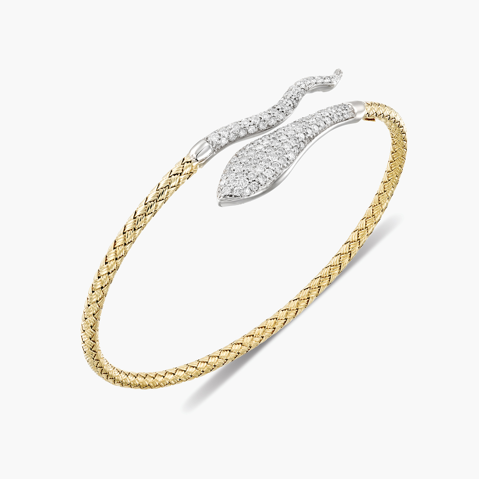 צמיד זהב 14K בעיצוב נחש משובץ יהלומים