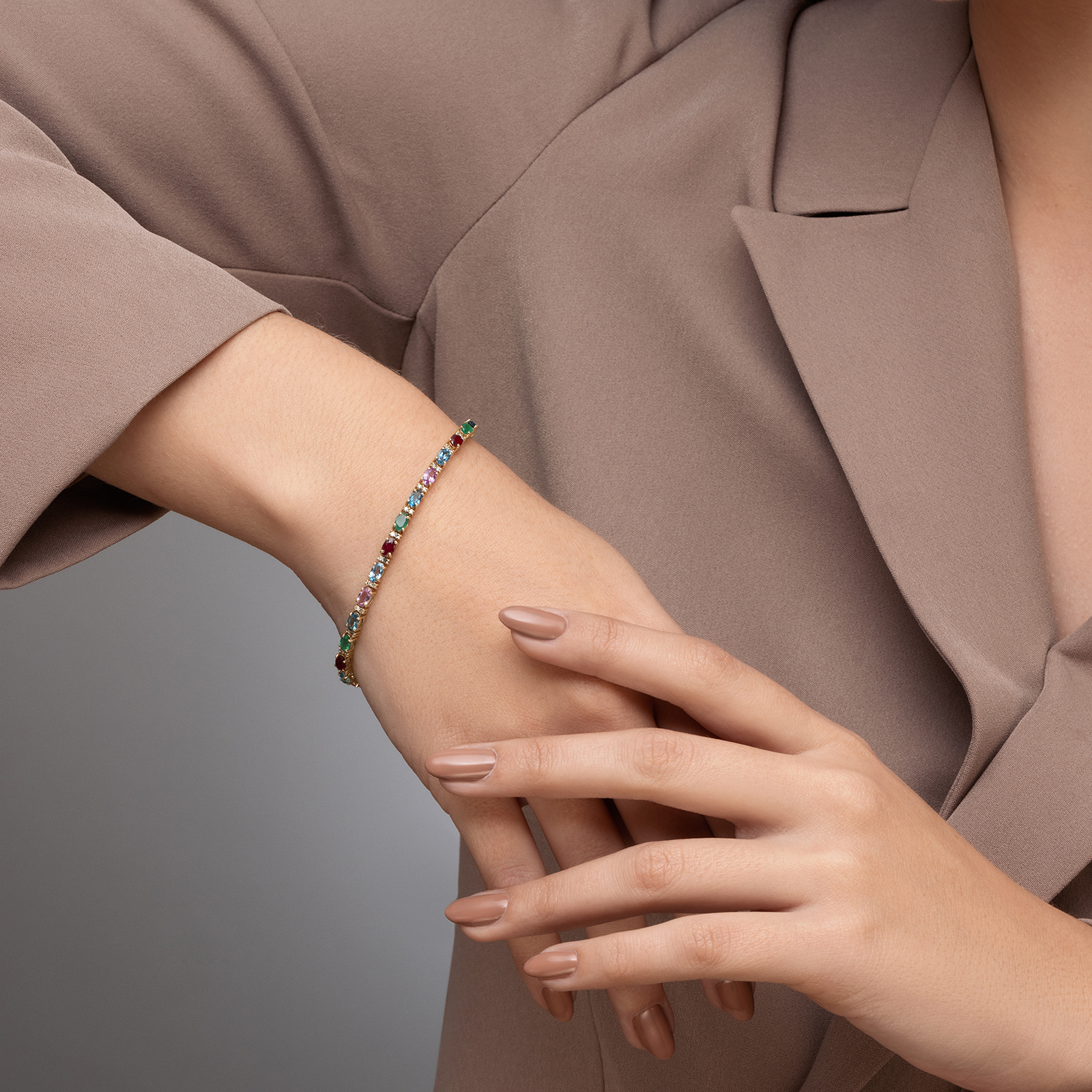 צמיד RAINBOW משובץ אבני חן ויהלומים