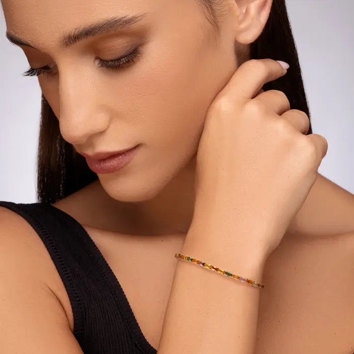 צמיד זהב RAINBOW ספירים