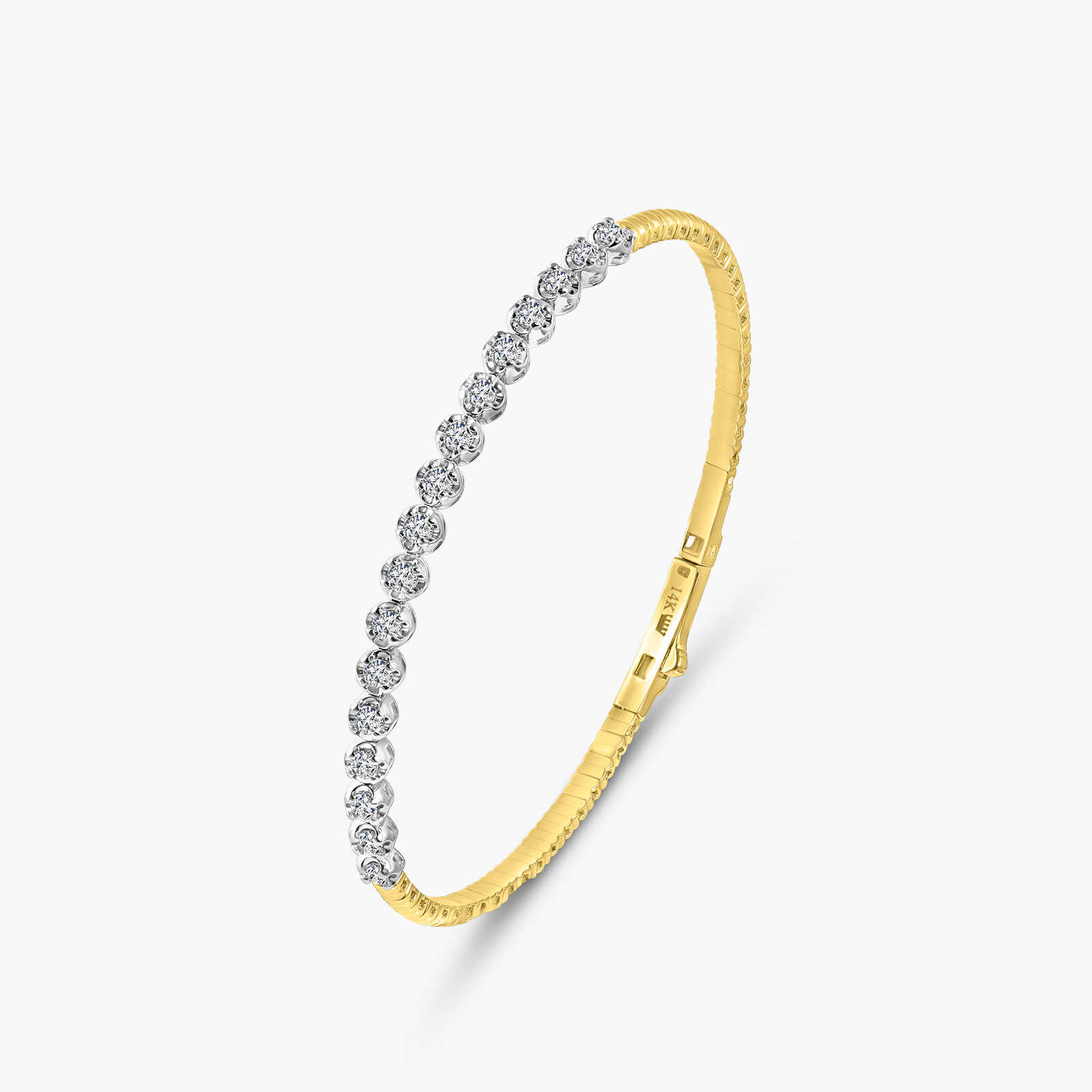 צמיד קשיח משובץ יהלומים טבעיים