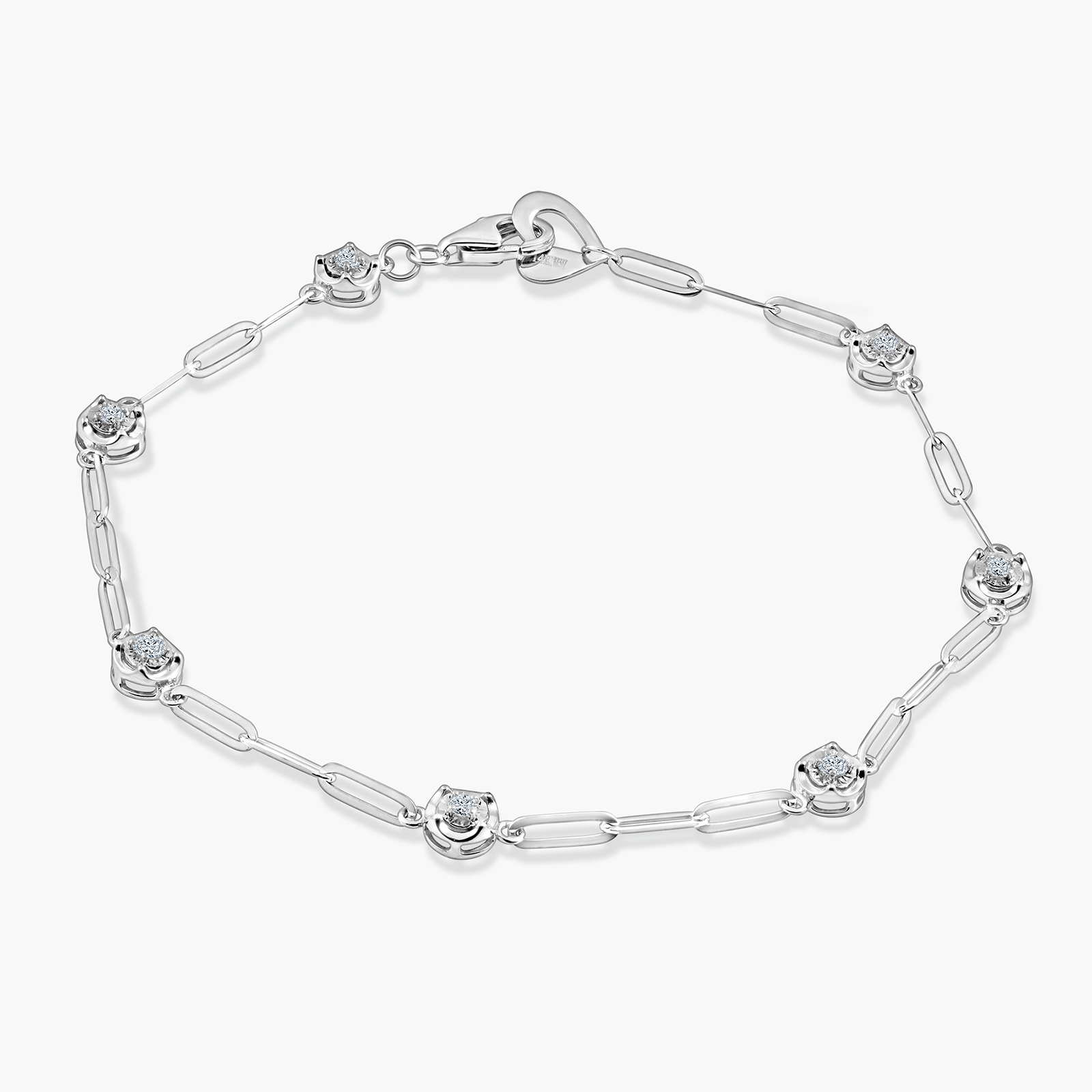 צמיד זהב 14K משובץ יהלומים בעיצוב חוליות עדינות