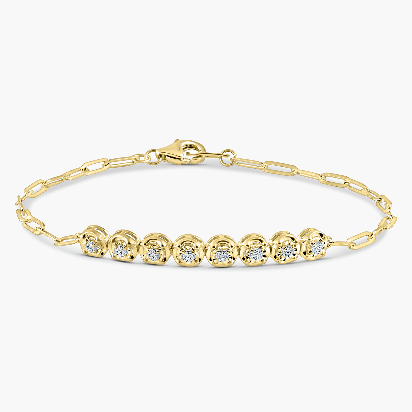 צמיד זהב 14K משובץ יהלומים בעיצוב חוליות