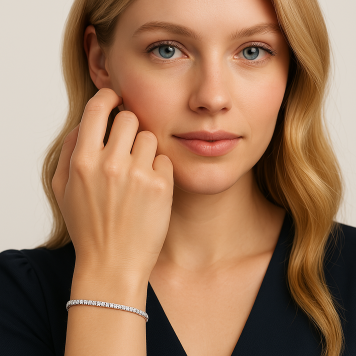 צמיד טניס משובץ יהלומים טבעיים ונוצצים