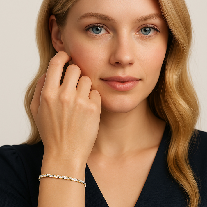 צמיד טניס משובץ יהלומים טבעיים ונוצצים