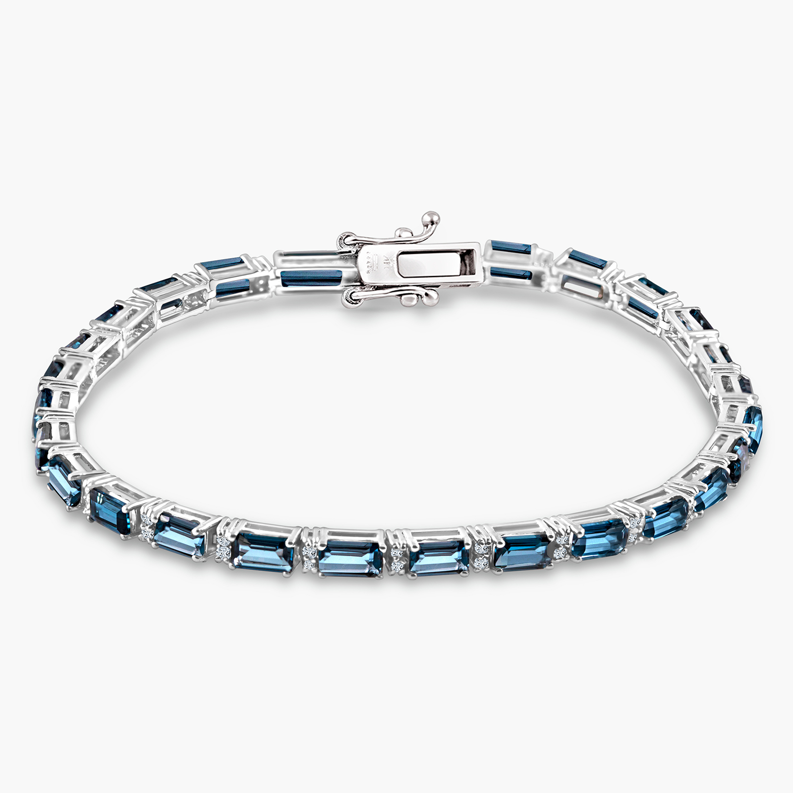 צמיד טניס זהב 14K משובץ יהלומים ובלו לונדון