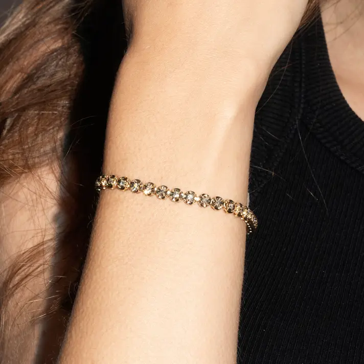 צמיד ריבר מזהב בסנגון טניס ובשיבוץ יהלומים