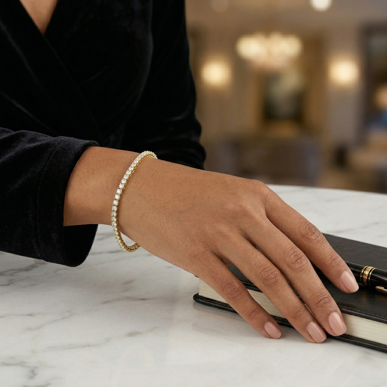 צמיד טניס זהב 14K משובץ יהלומי מעבדה