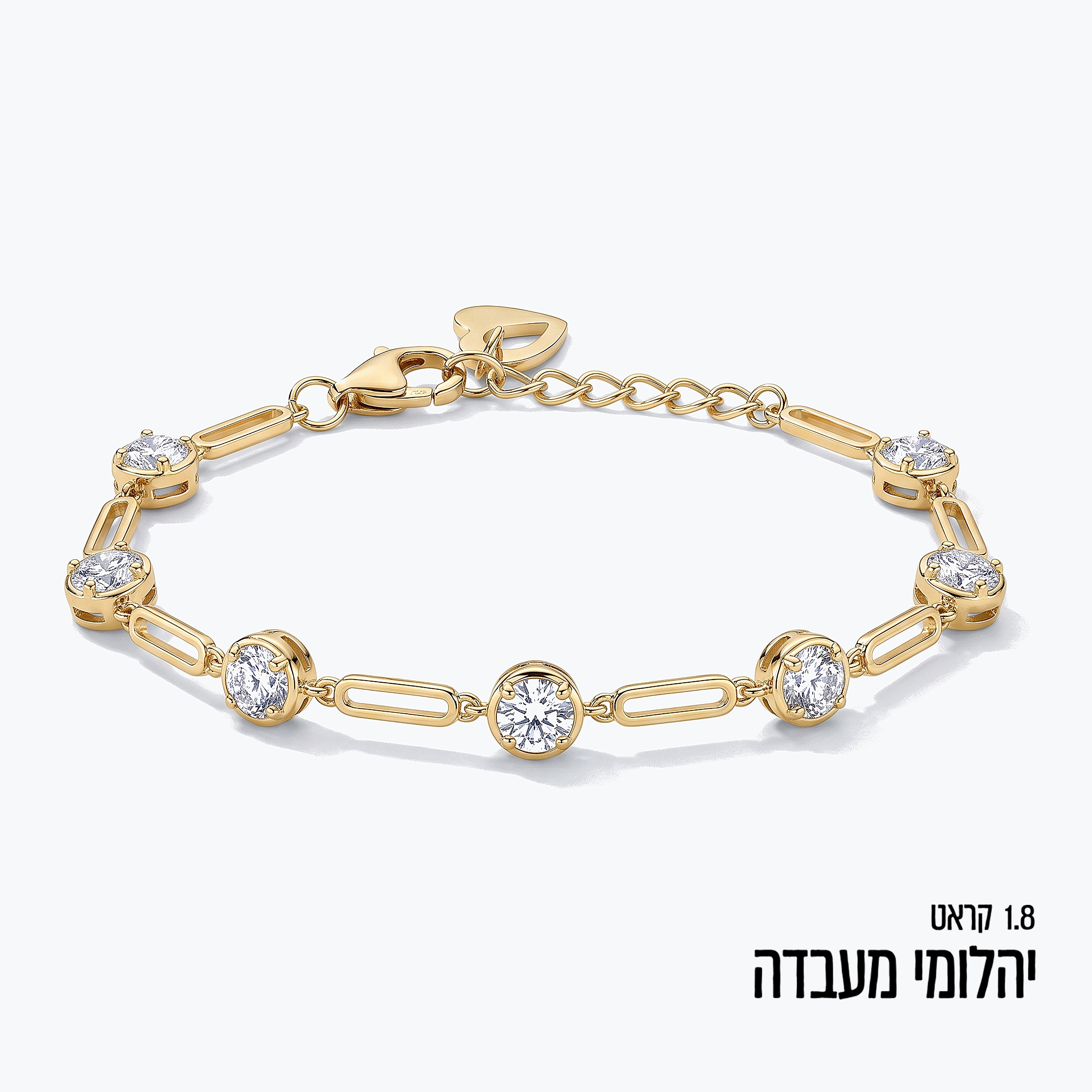 צמיד זהב 14K בעיצוב חוליות משובץ יהלומי מעבדה כ 1.8 קראט