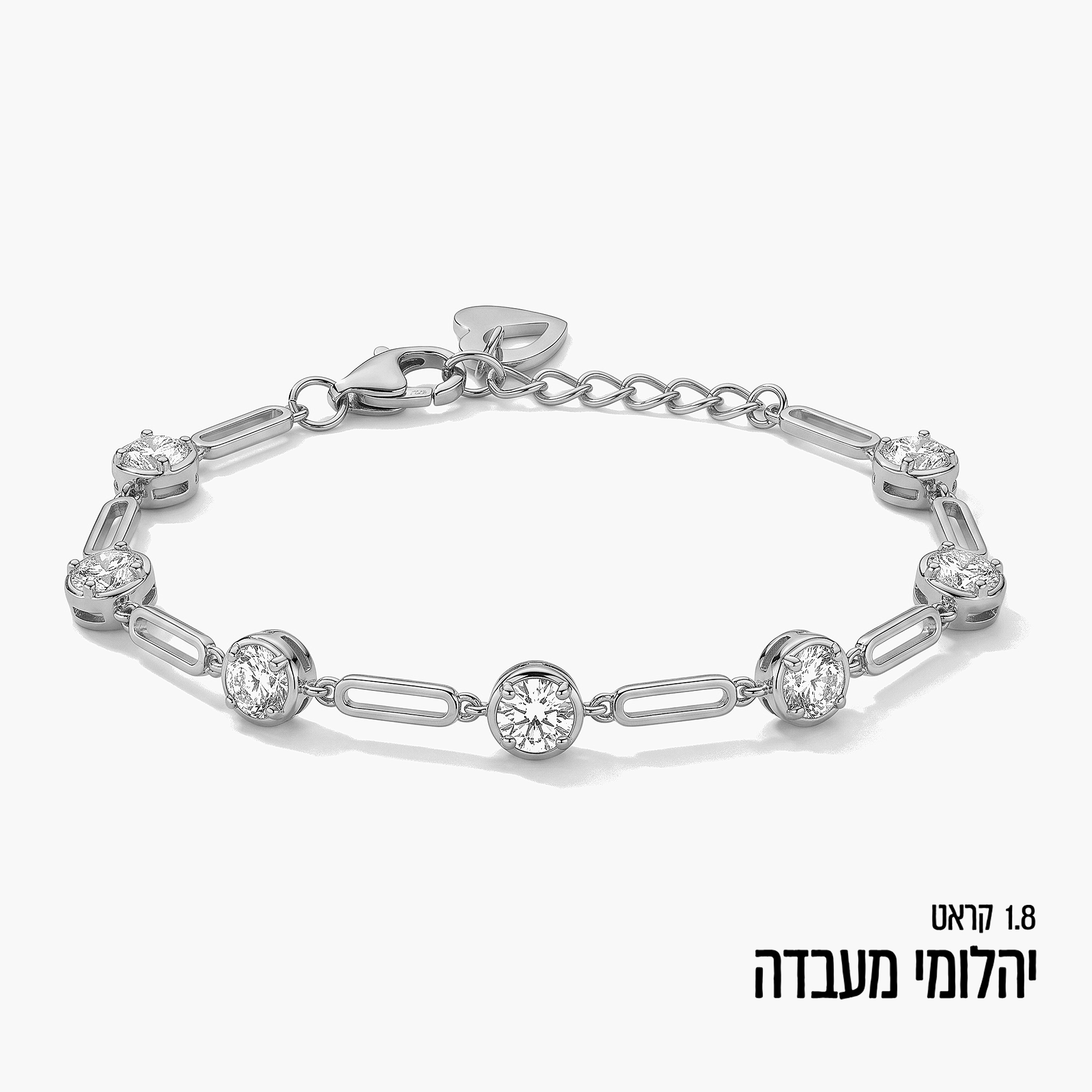 צמיד זהב 14K בעיצוב חוליות משובץ יהלומי מעבדה כ 1.8 קראט