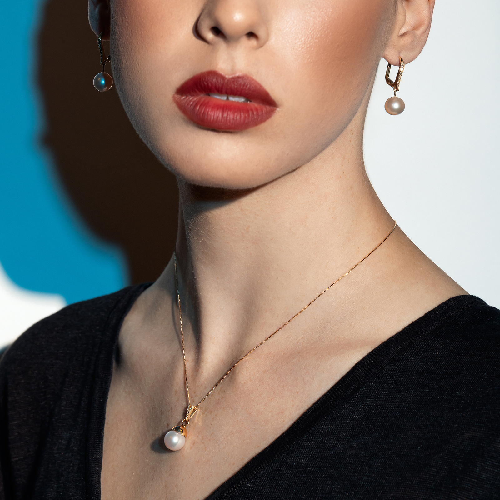 עגילי royal pink יהלומים & פנינים ורודות