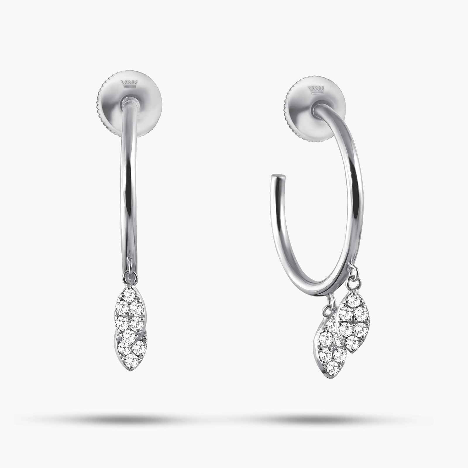 עגילי חישוק זהב בשיבוץ טיפות יהלומים