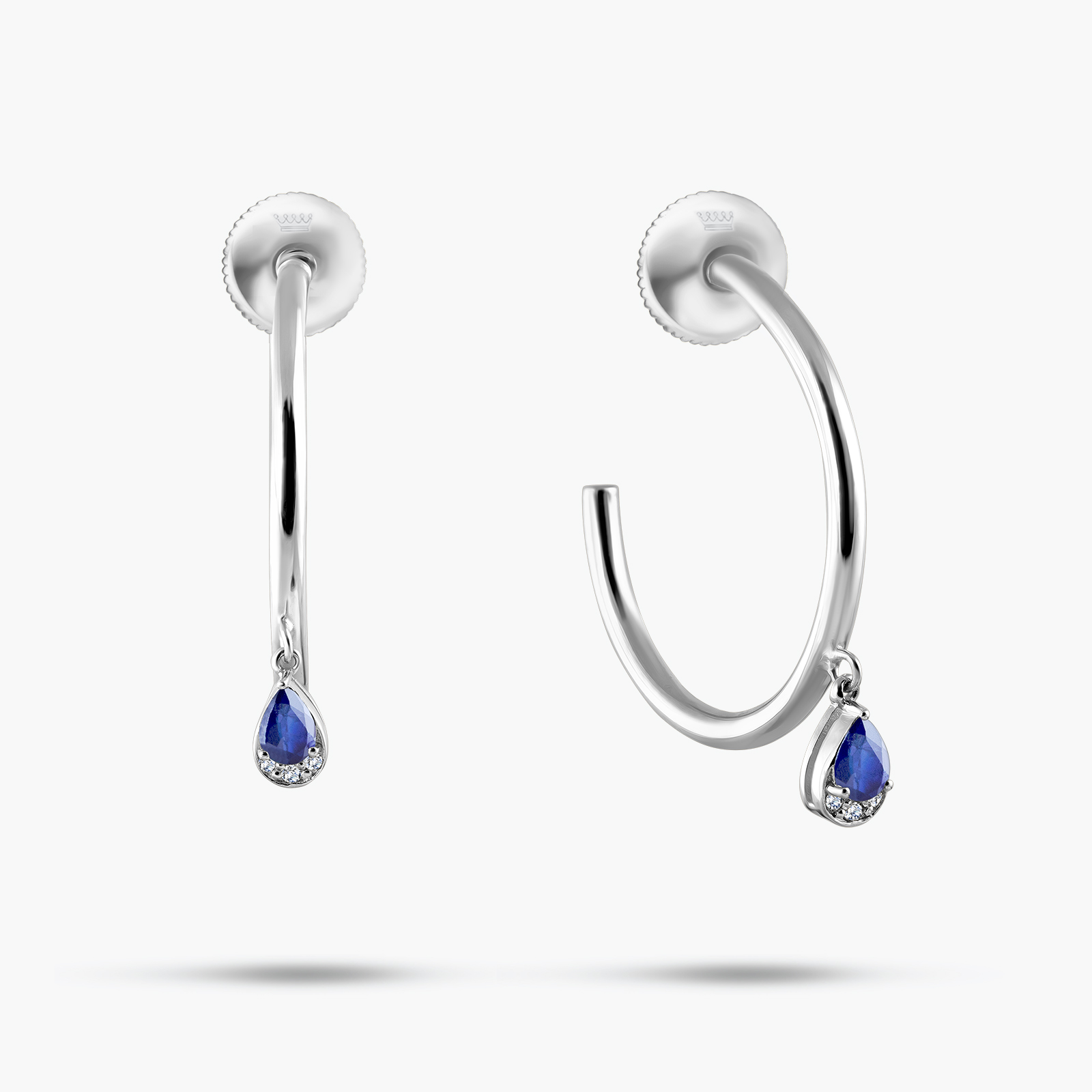 עגילי חישוק זהב עם ספירים ויהלומים