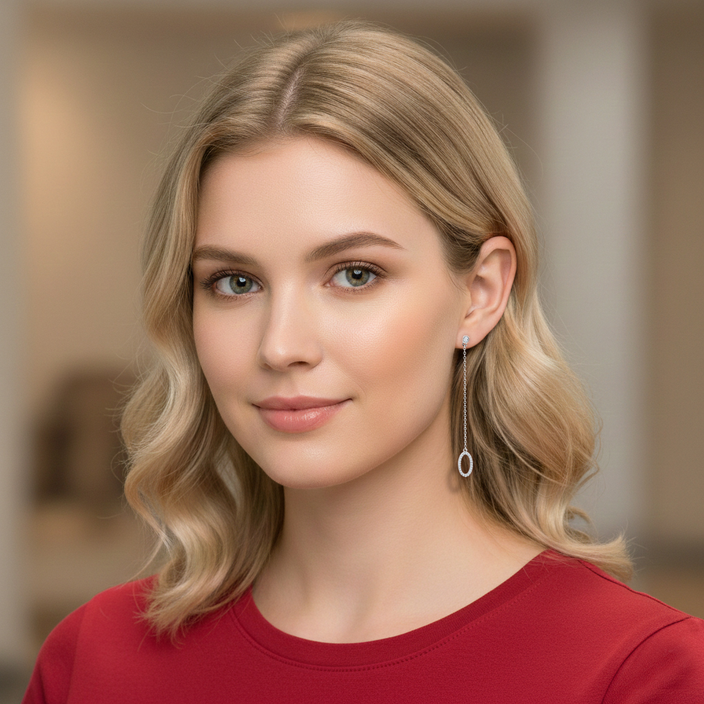 עגילי זהב 14K תלויים בשיבוץ יהלומים