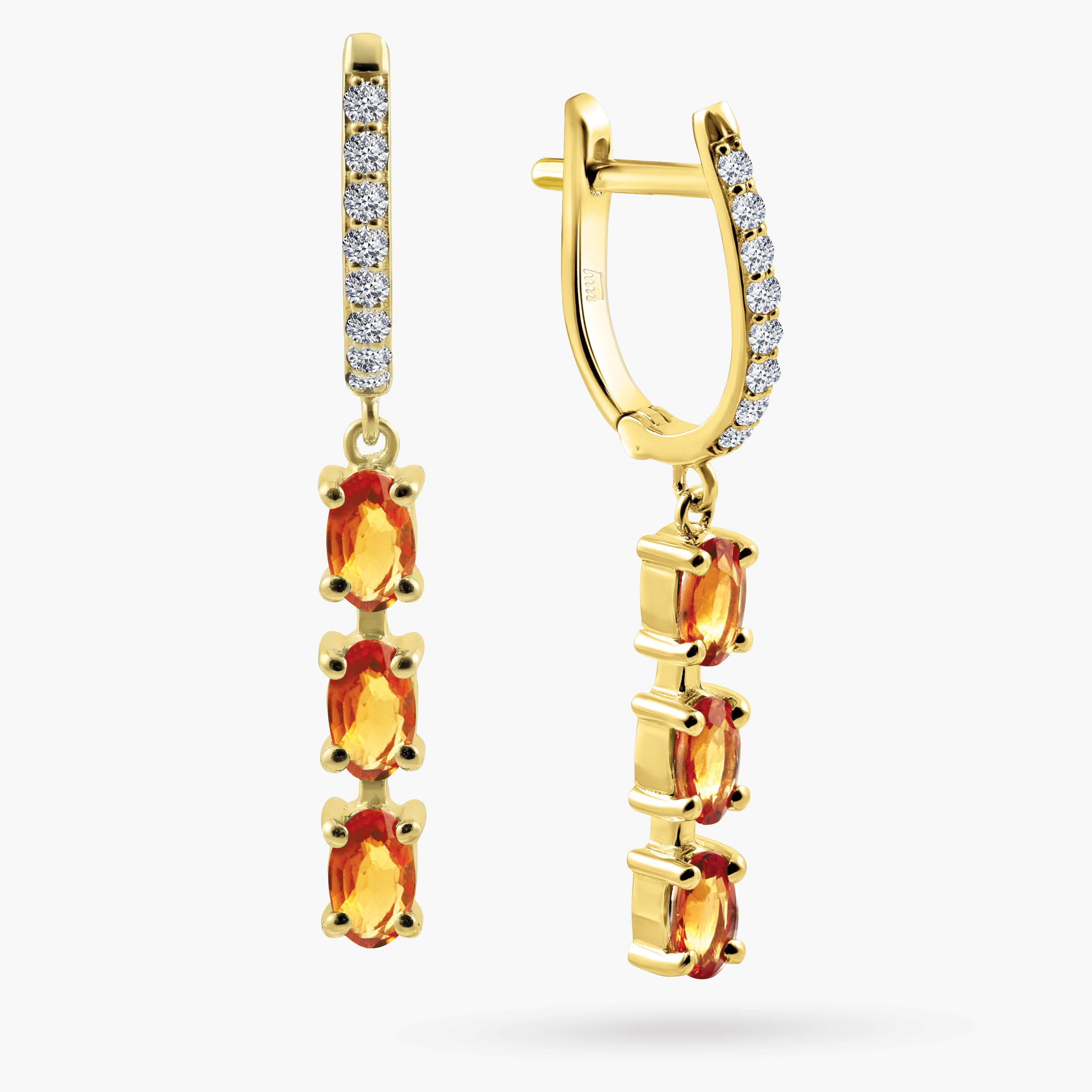 עגילי ISLA מזהב 14K עם יהלומים וספיר צהוב