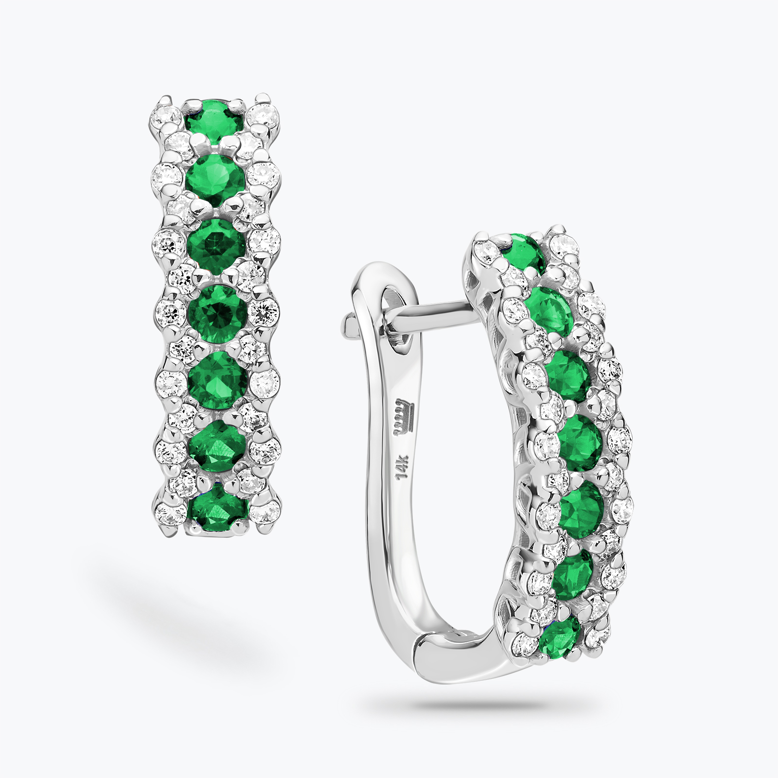 עגילי אדל משובצים יהלומים ואמרלדים