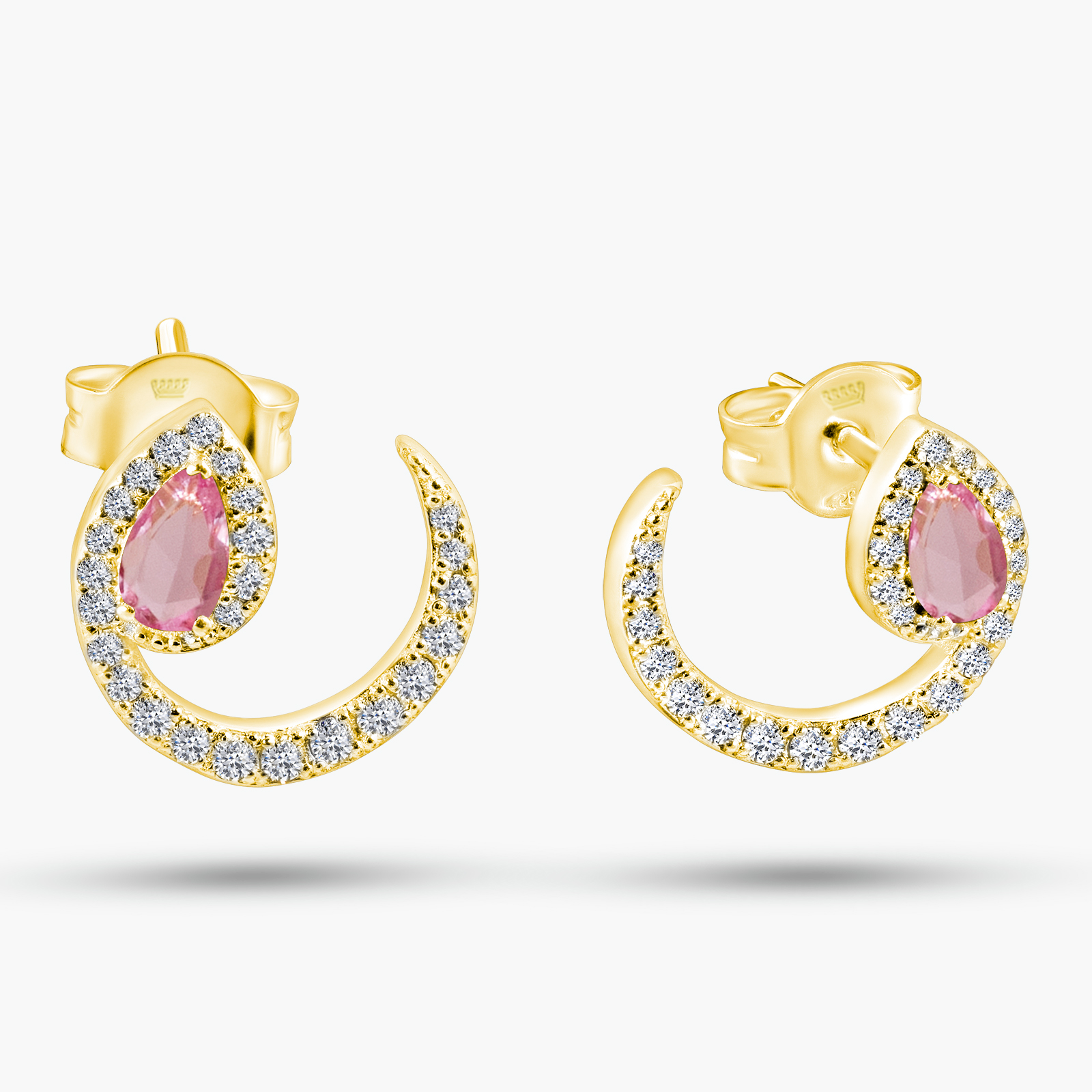 עגילי יהלומים וספירים ורודים