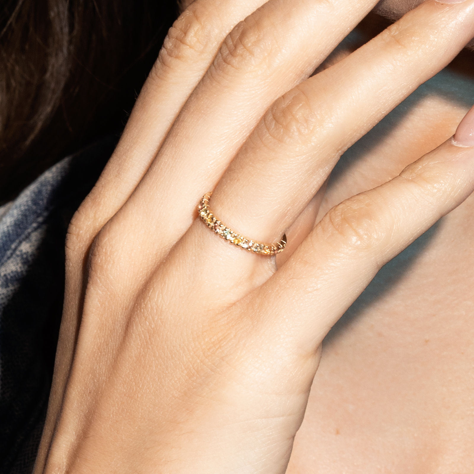 טבעת ספירים RAINBOW דקה