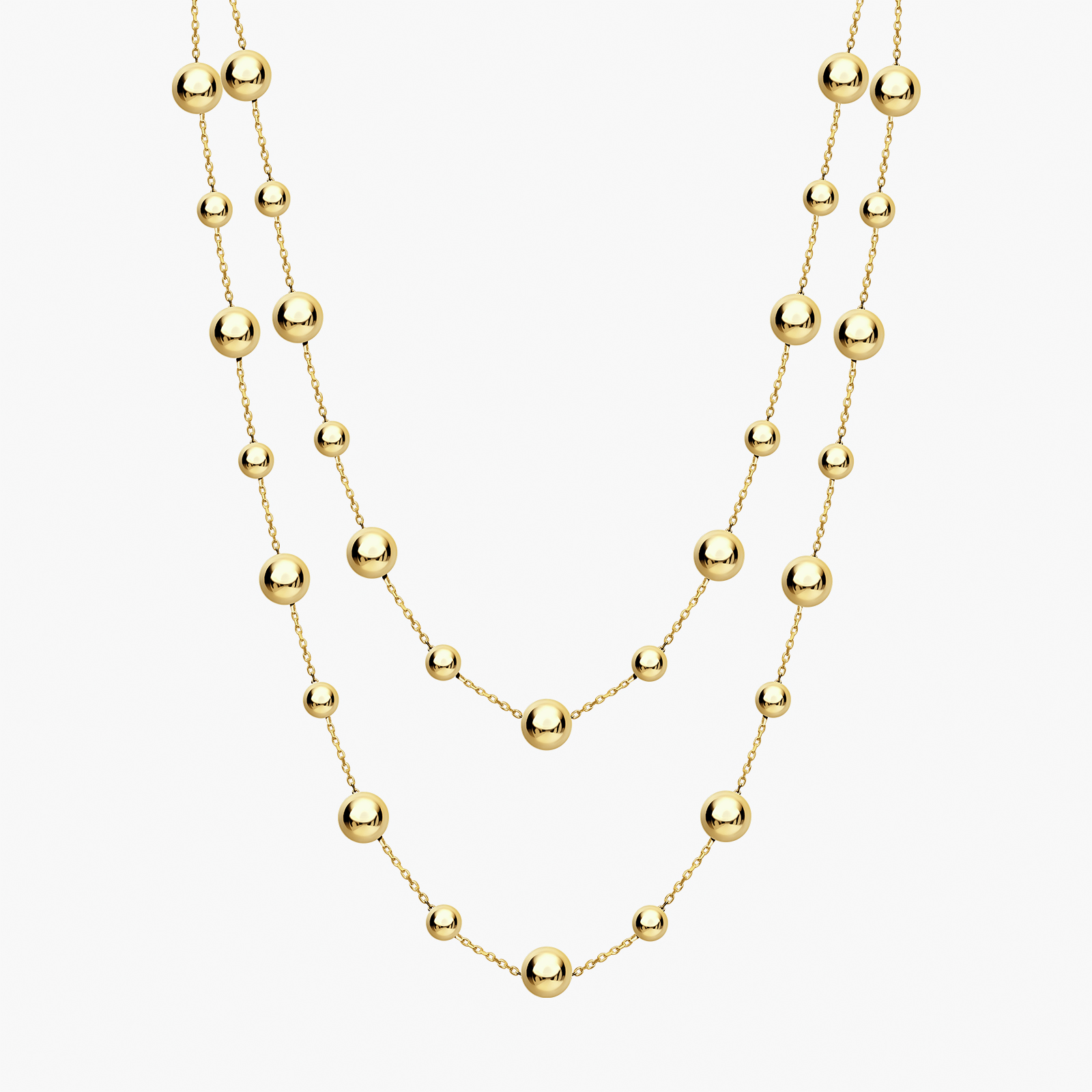 שרשרת כדוריות זהב ארוכה באורך מטר