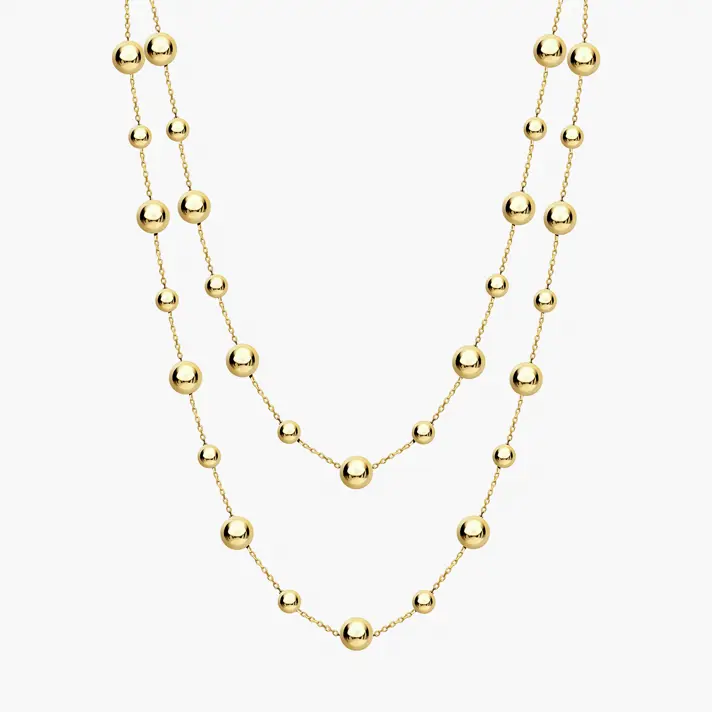 שרשרת כדוריות זהב ארוכה באורך מטר
