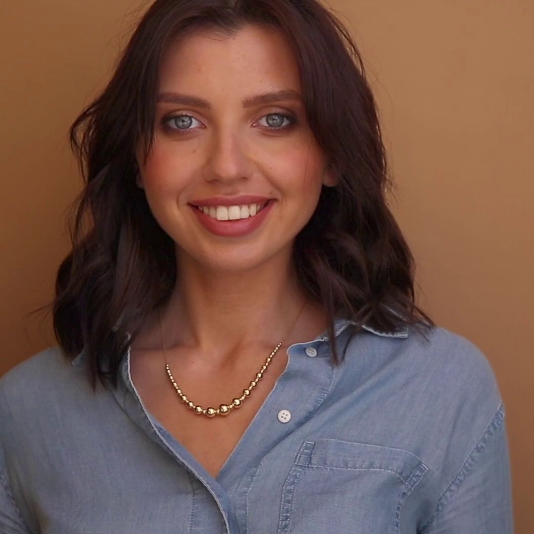 שרשרת כדוריות זהב בגימור מבריק ומט