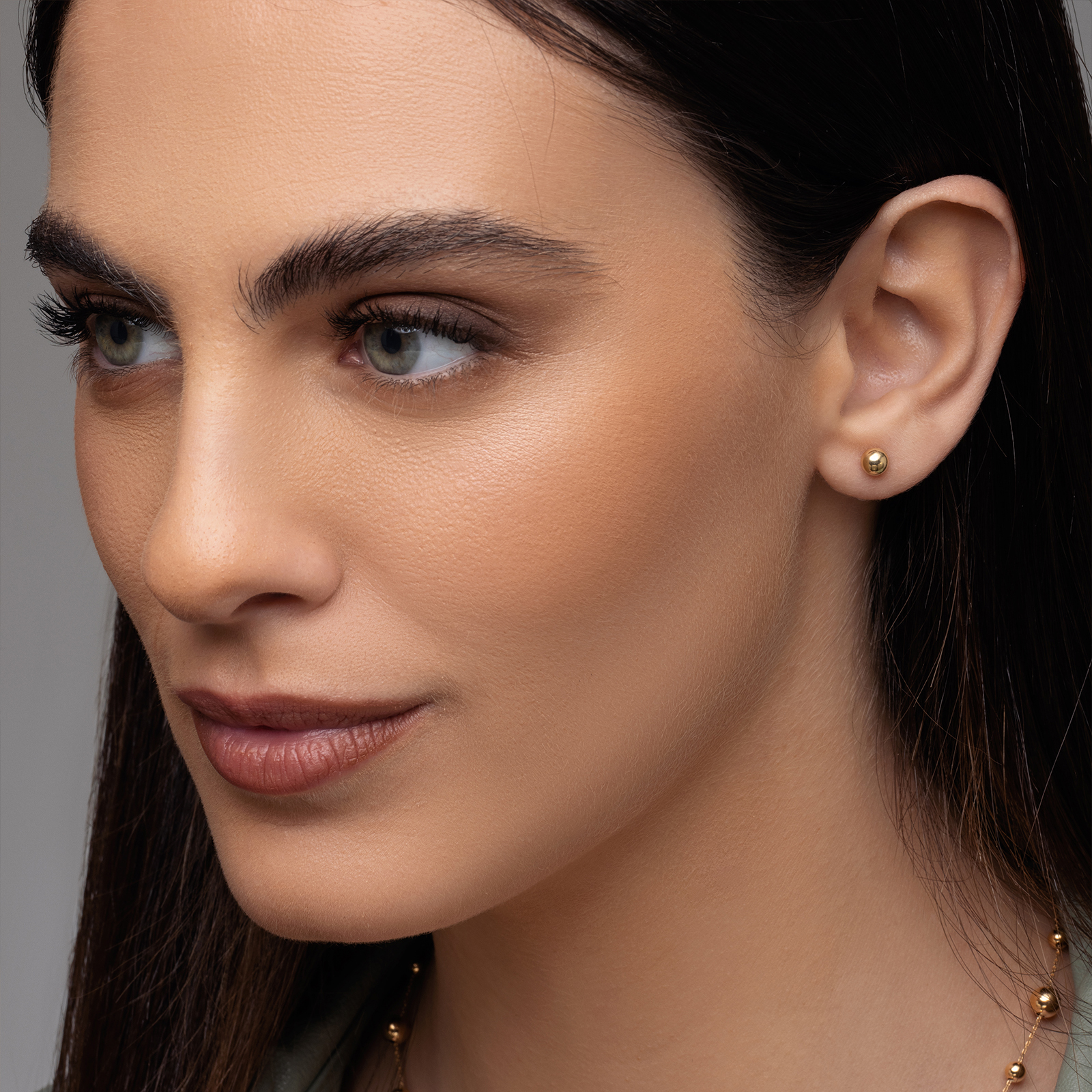 עגילי כדור בזהב צהוב