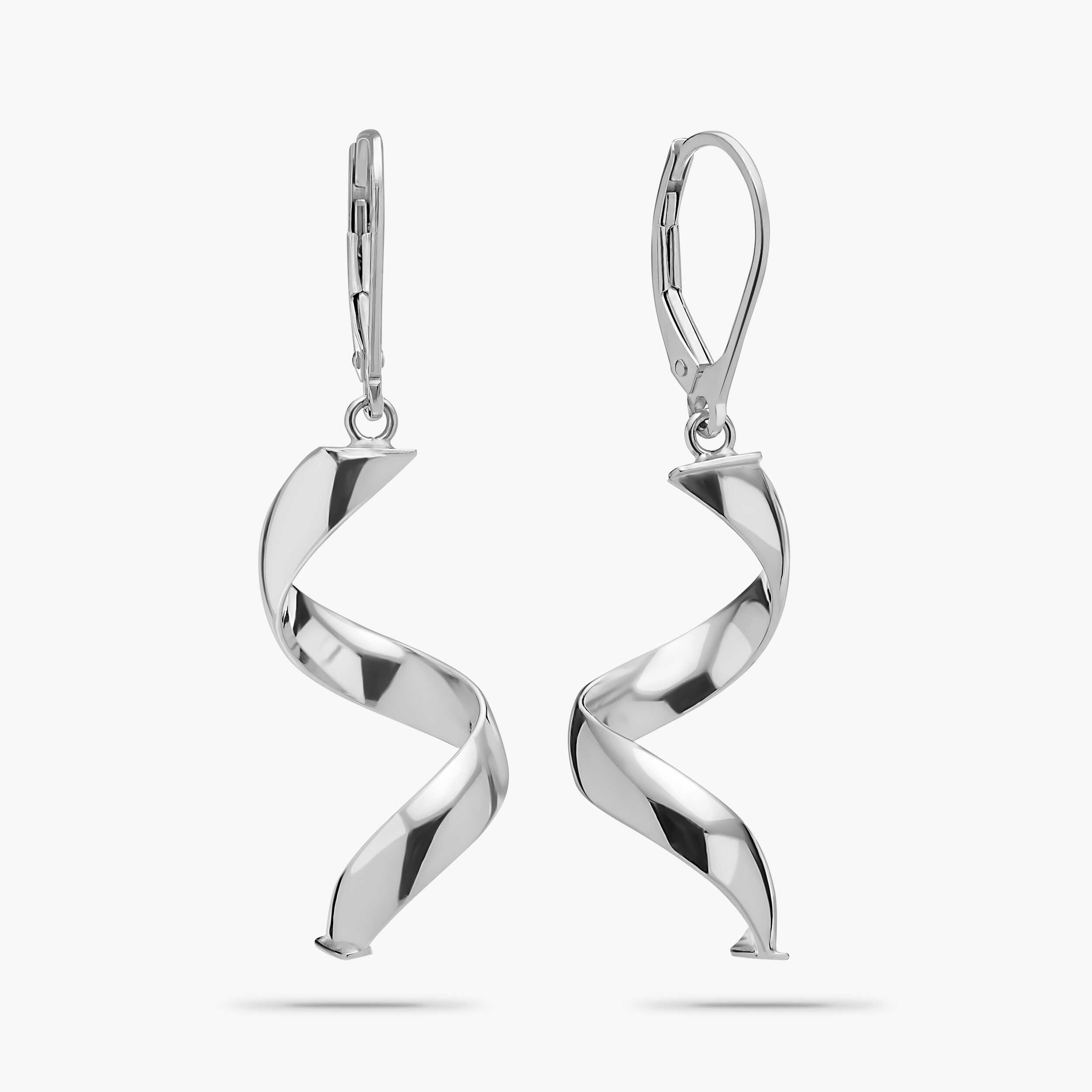 עגילי זהב לבן ספירלה