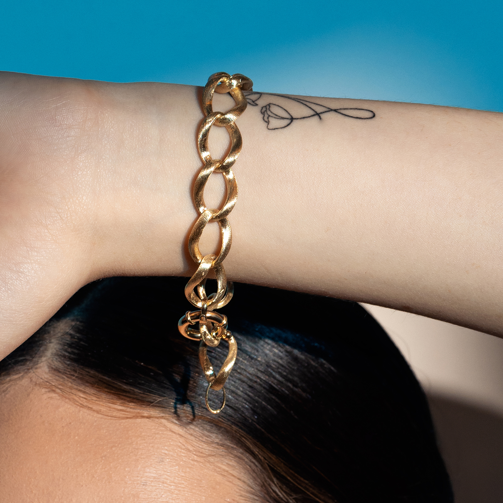 צמיד זהב 14K מחוליות בגימור מט