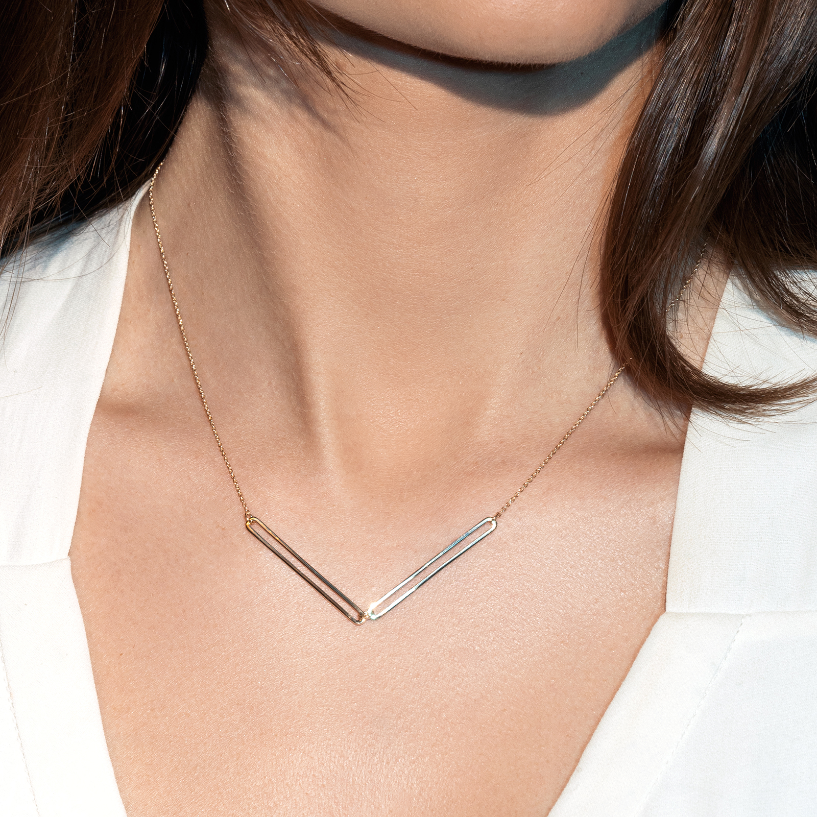 שרשרת זהב LINK בשילוב חוליות מלבניות