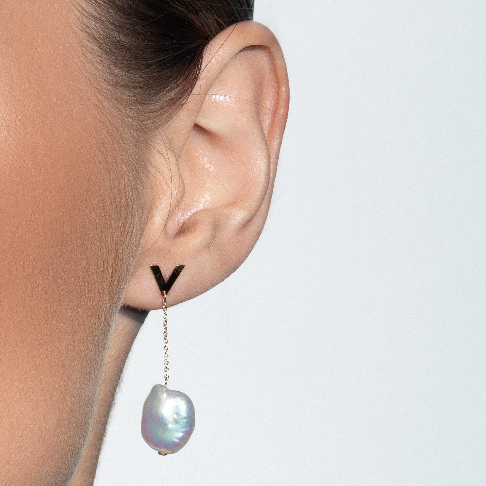 עגילי זהב עם פנינה