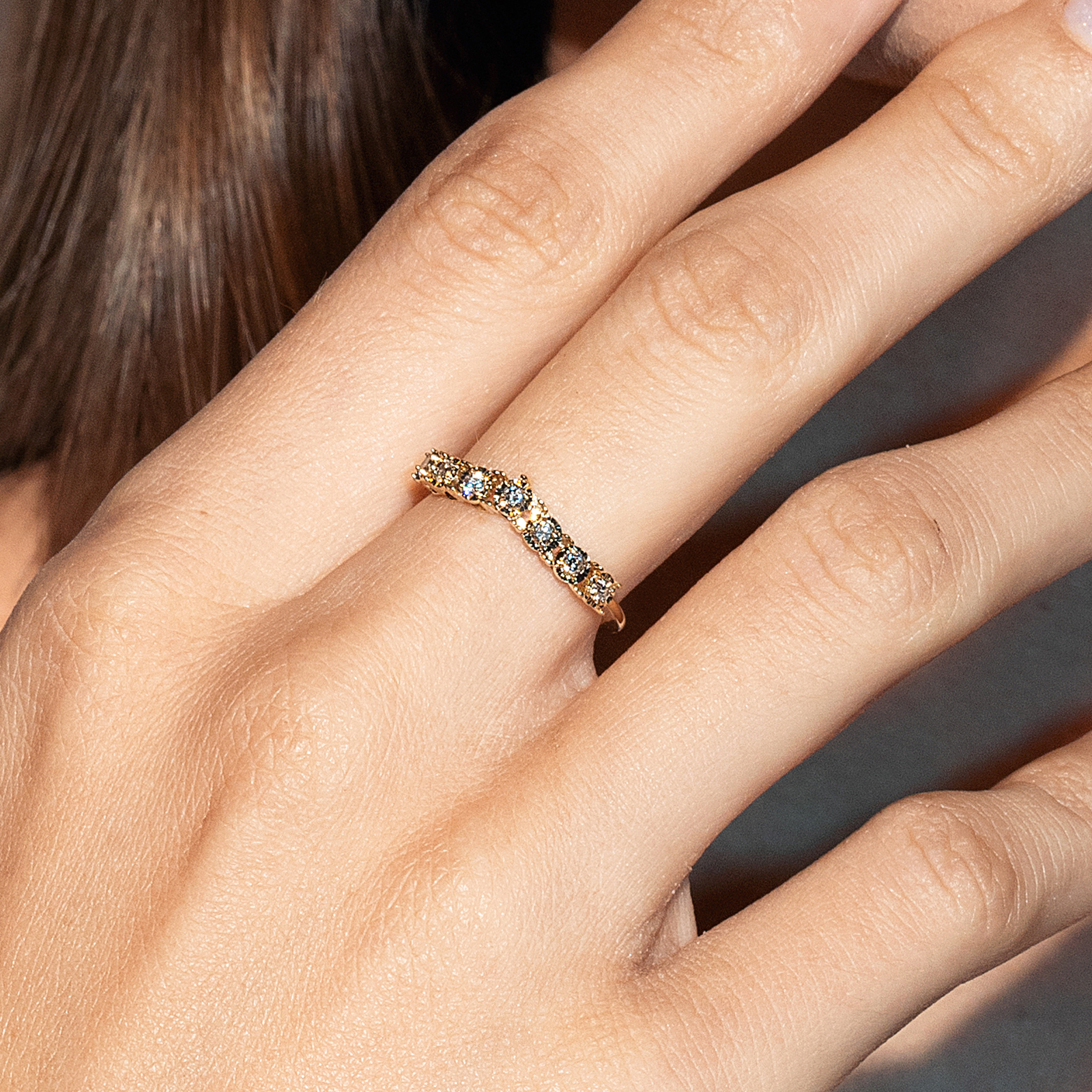 טבעת זהב משובצת יהלומים