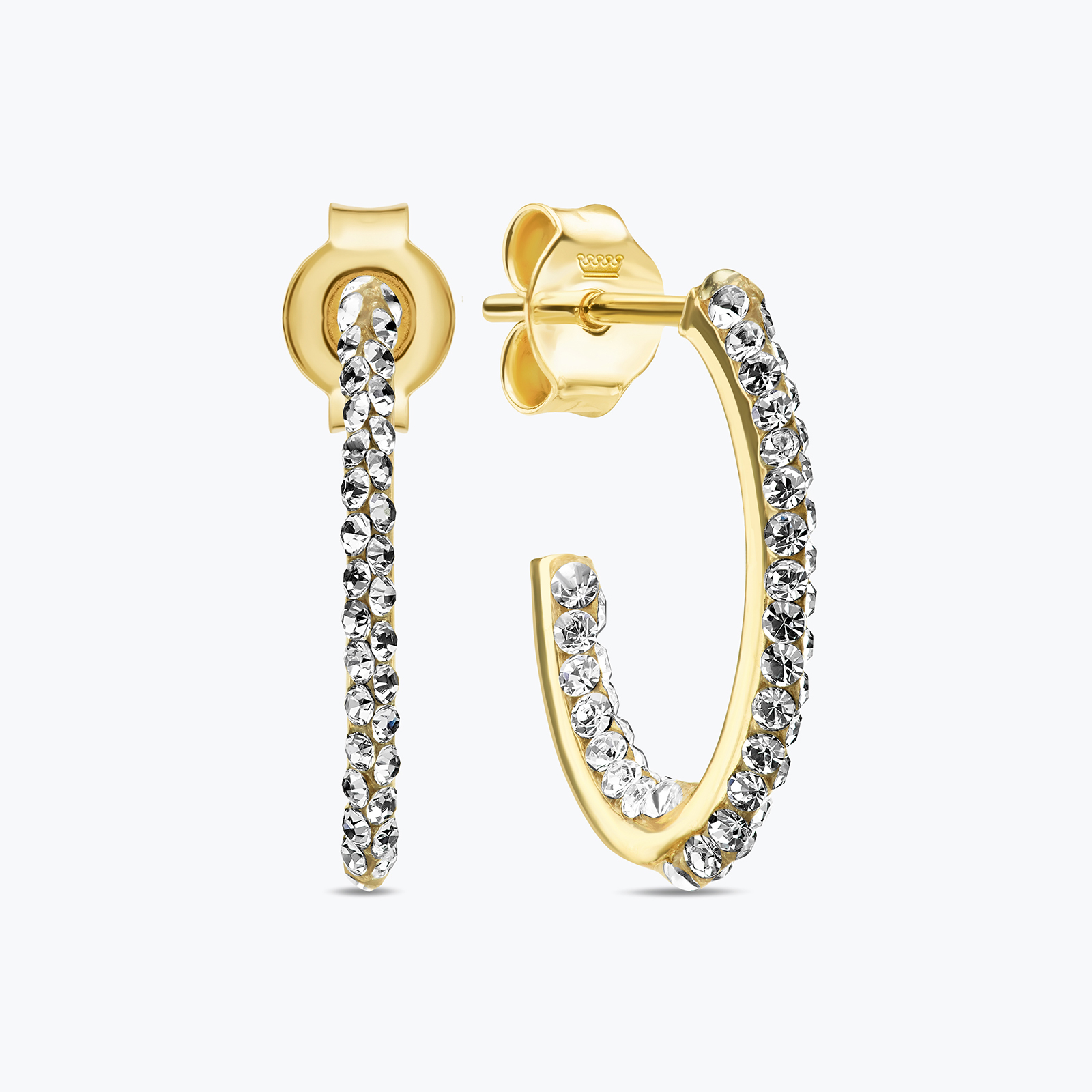 עגילי זהב משובצים אבני סברובסקי מסדרת COLOR SPARKLE