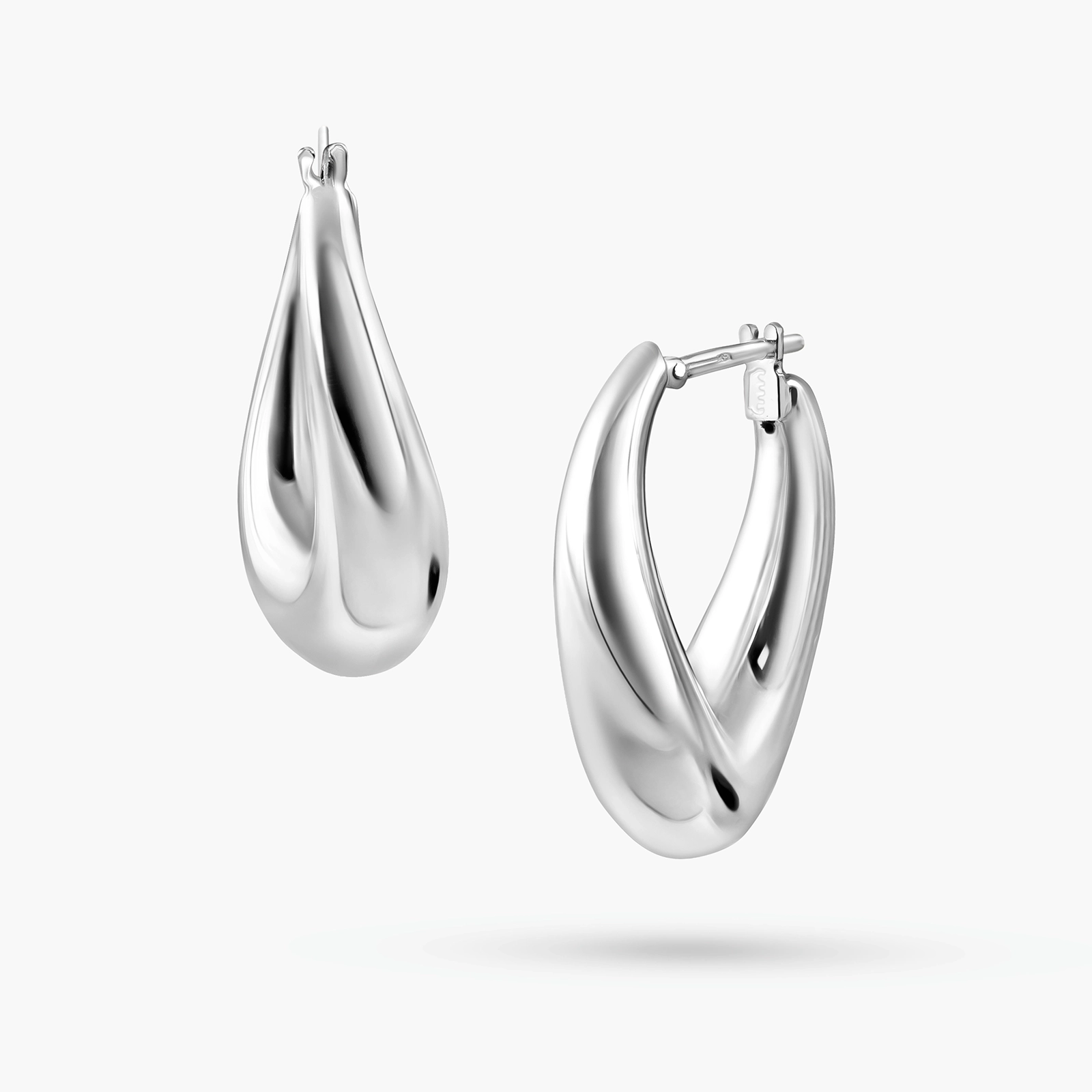 עגילי זהב לבן 14K