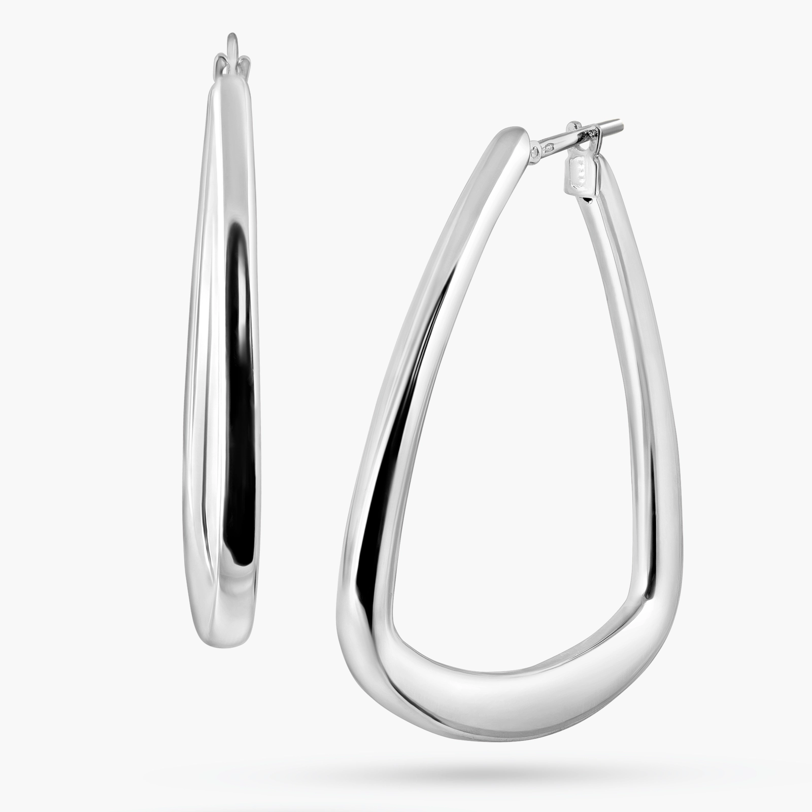 עגילי זהב לבן 14K בצורת משולשים