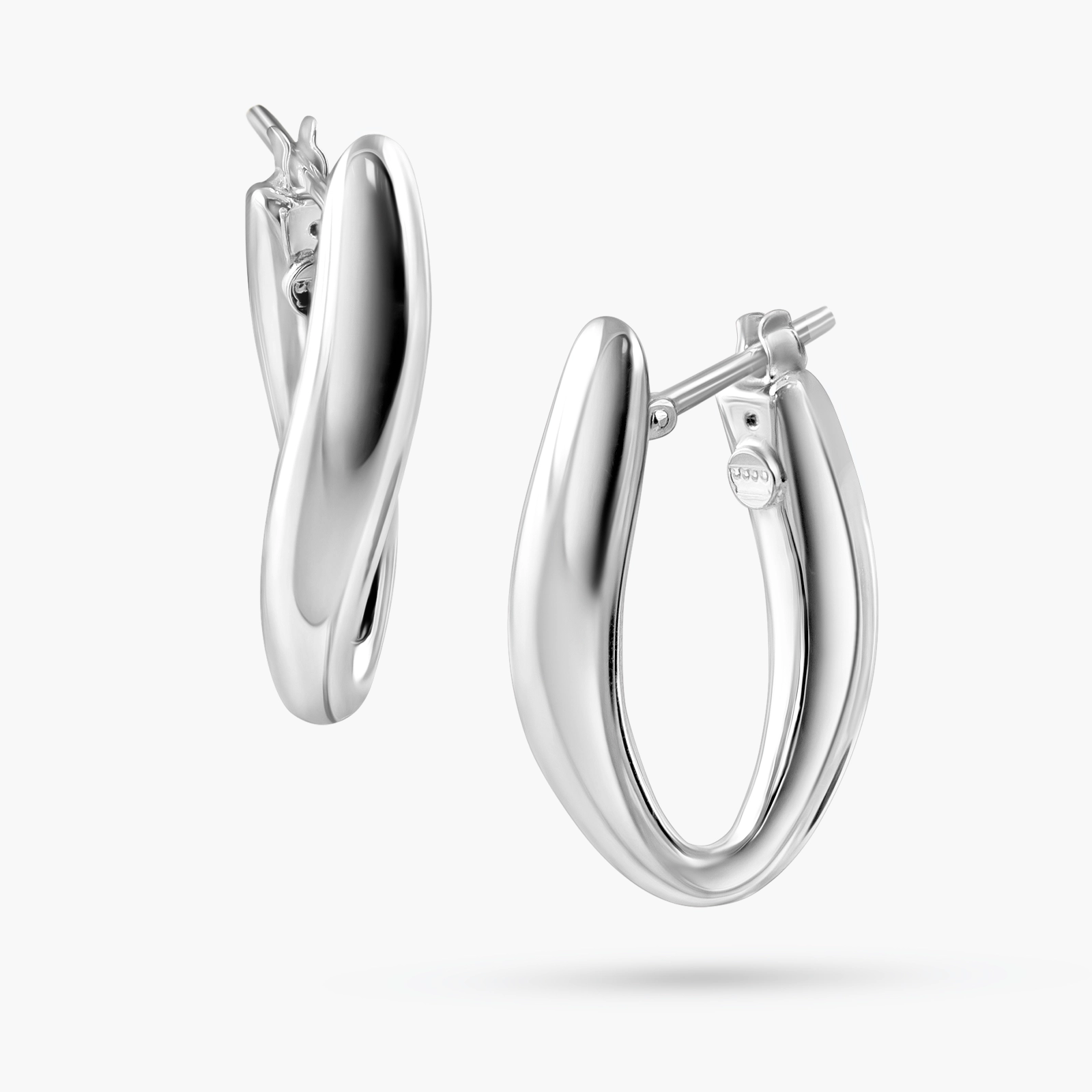 עגילי זהב 14K משולשים בטוויסט