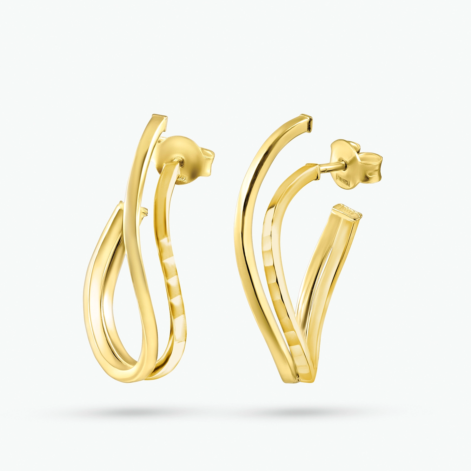 עגילי גלים מזהב 14K  נועזים ואלגנטיים

