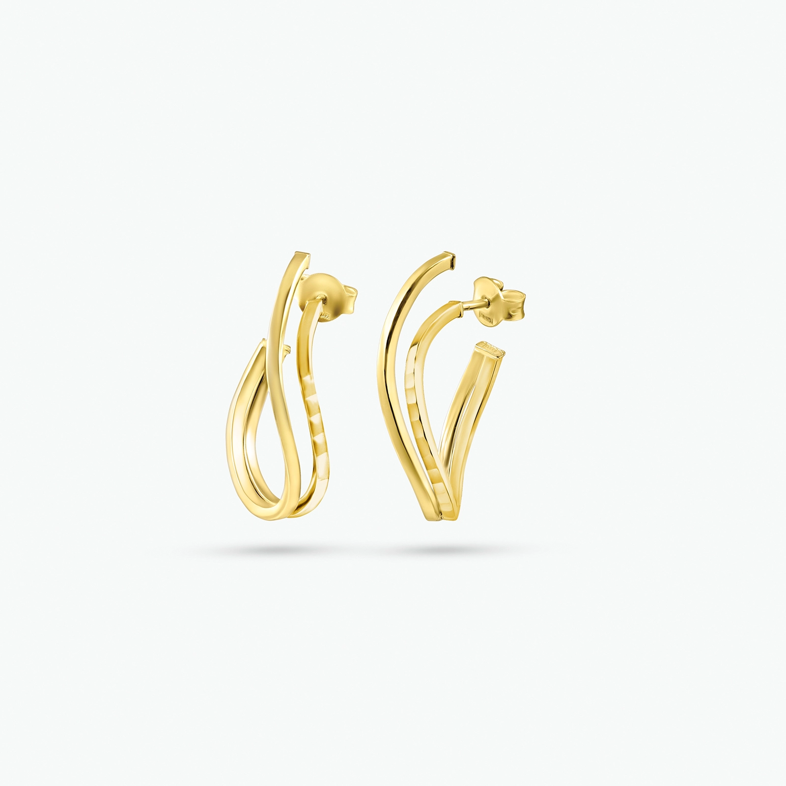 עגילי גל מזהב 14K