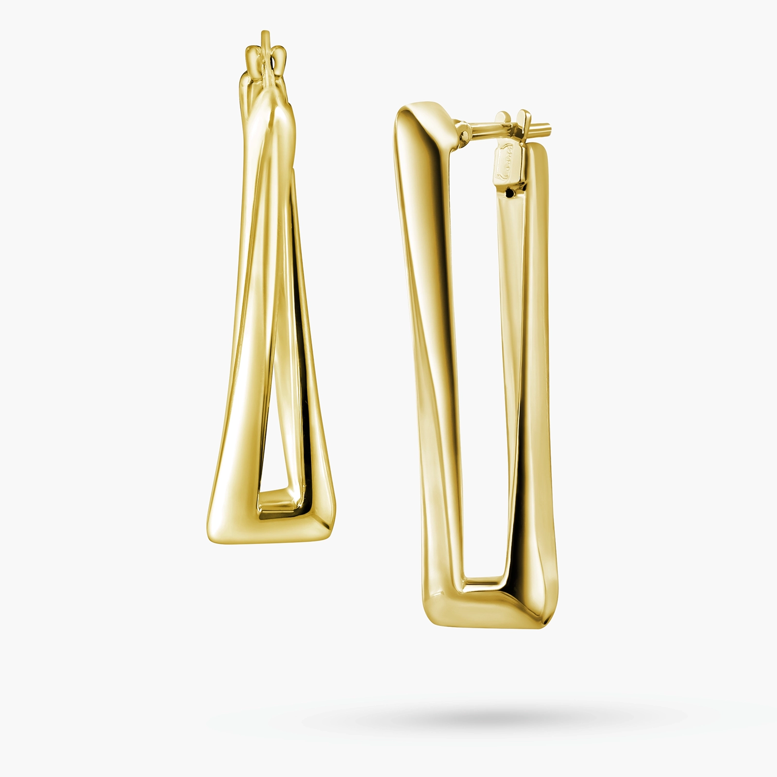 עגילים מלבניים נועזים מזהב 14K