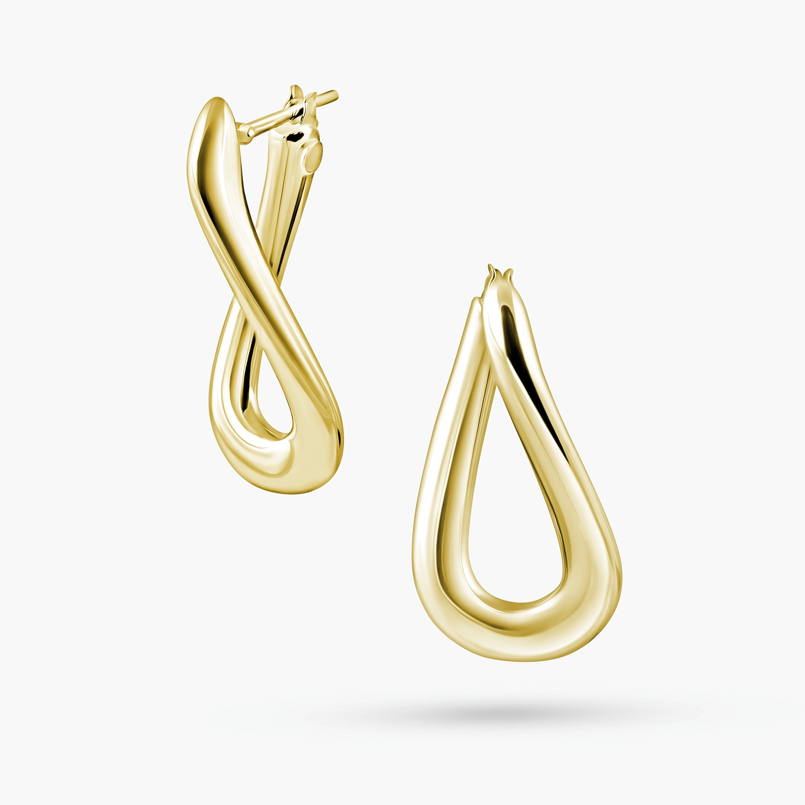 עגילי  חישוק בצורת טיפה מזהב 14K