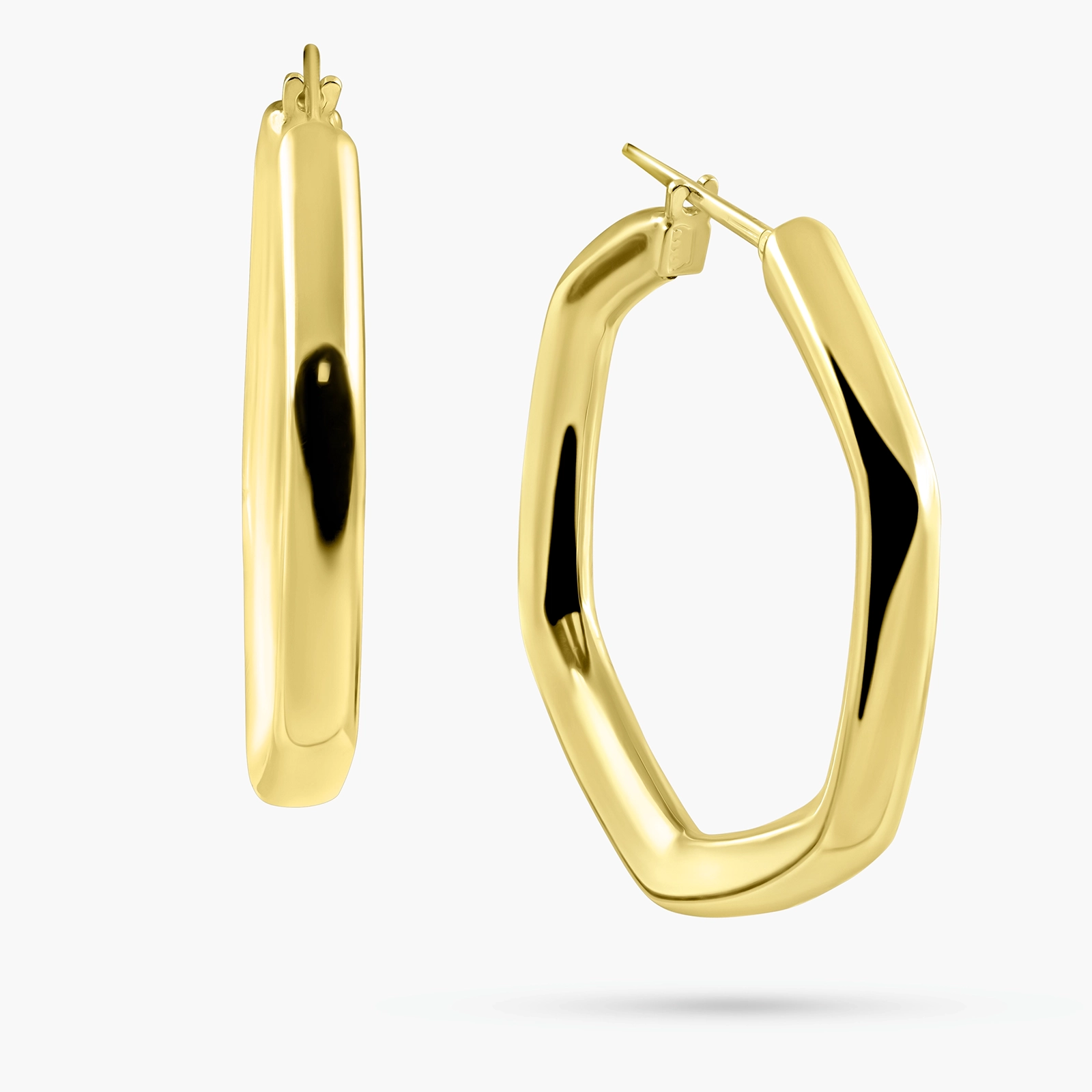 עגילי זהב בצורת מחומש ייחודי