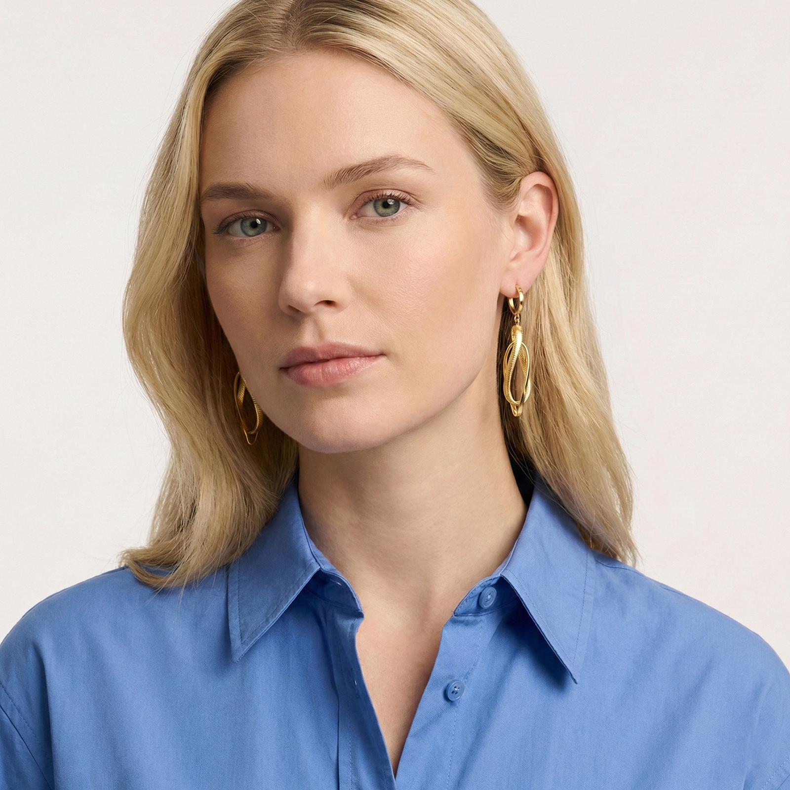 עגילי זהב 14K כפולים בעיצוב משתלב