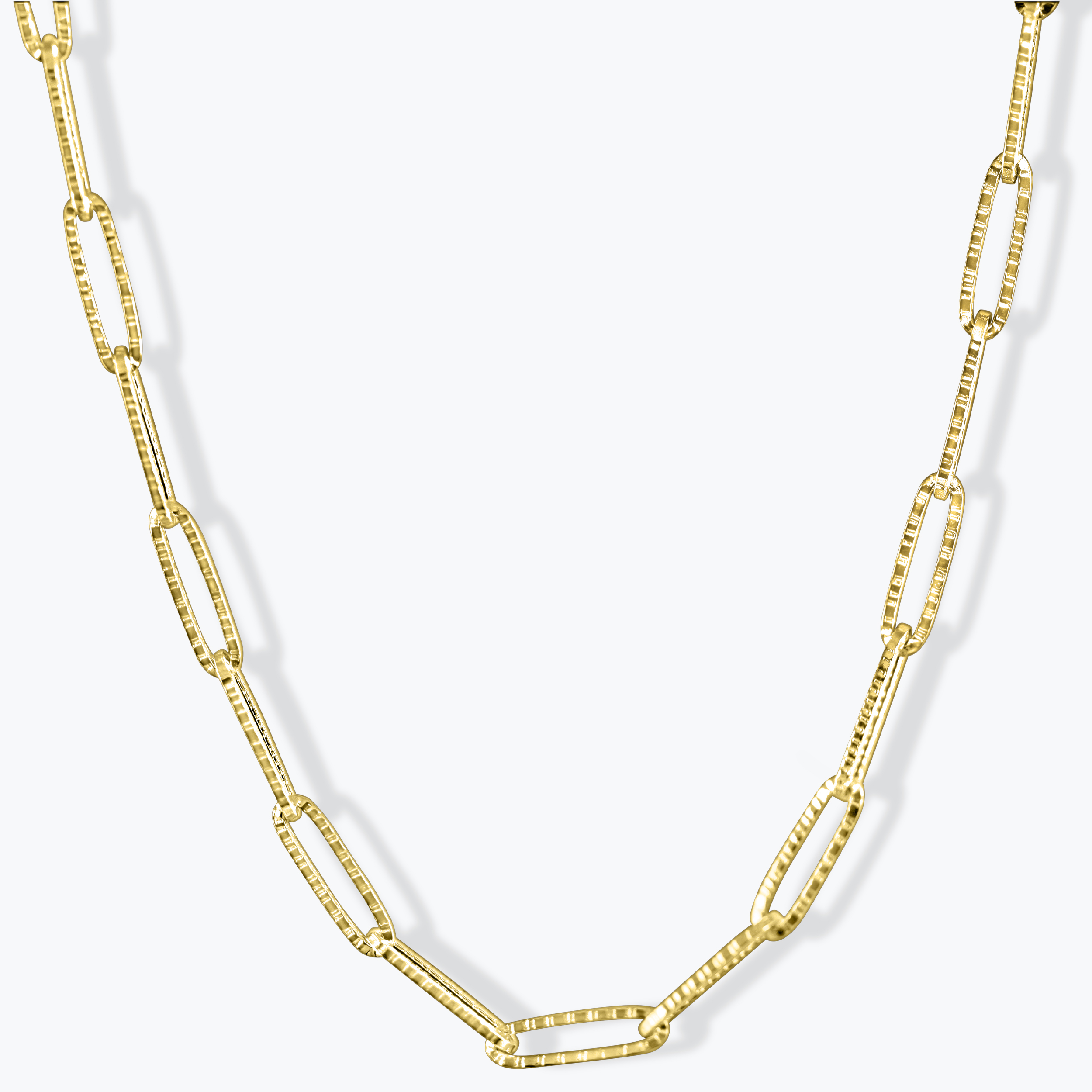 שרשרת חוליות מלבניות מזהב 14K.