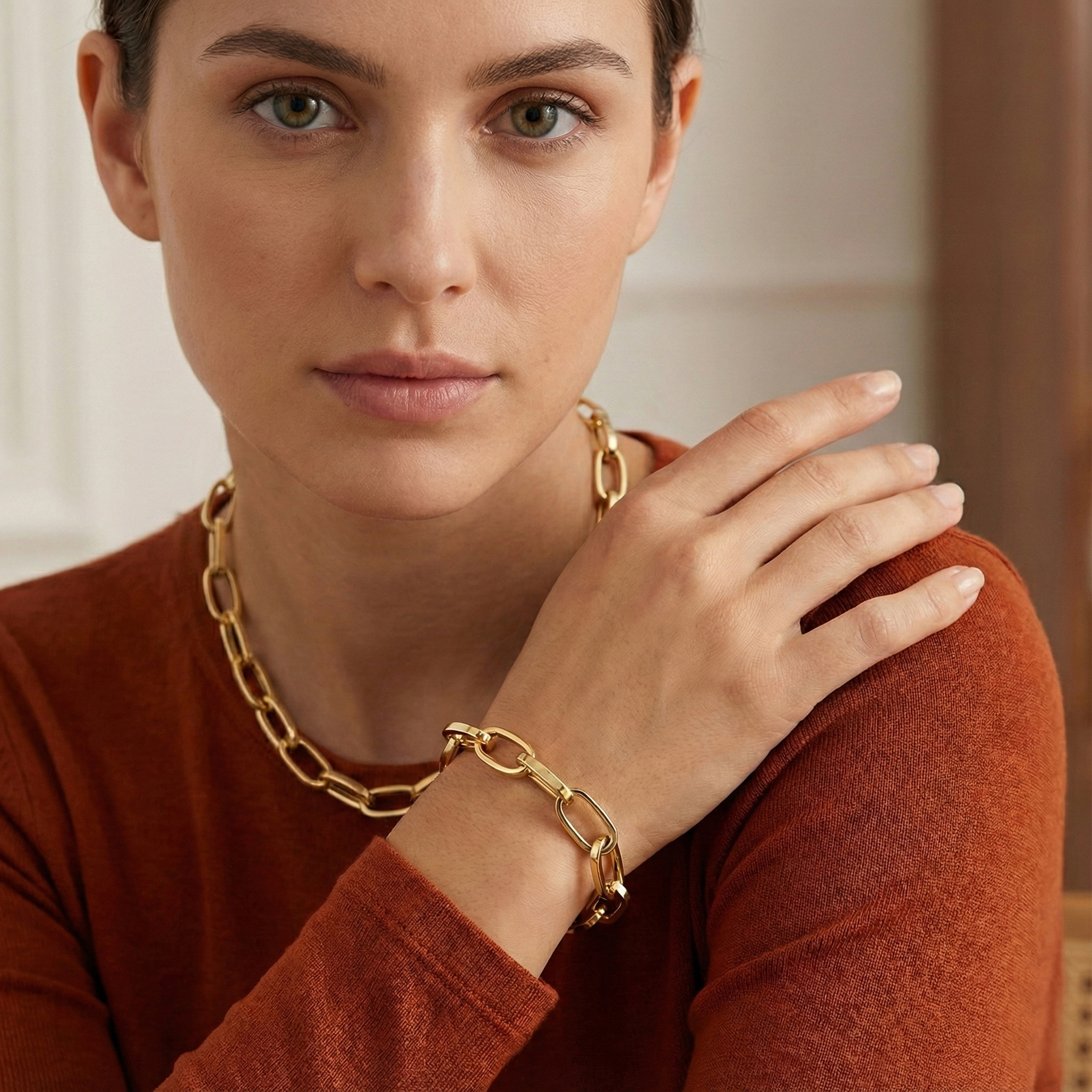 צמיד זהב 14K חוליות אובליות קלאסיות