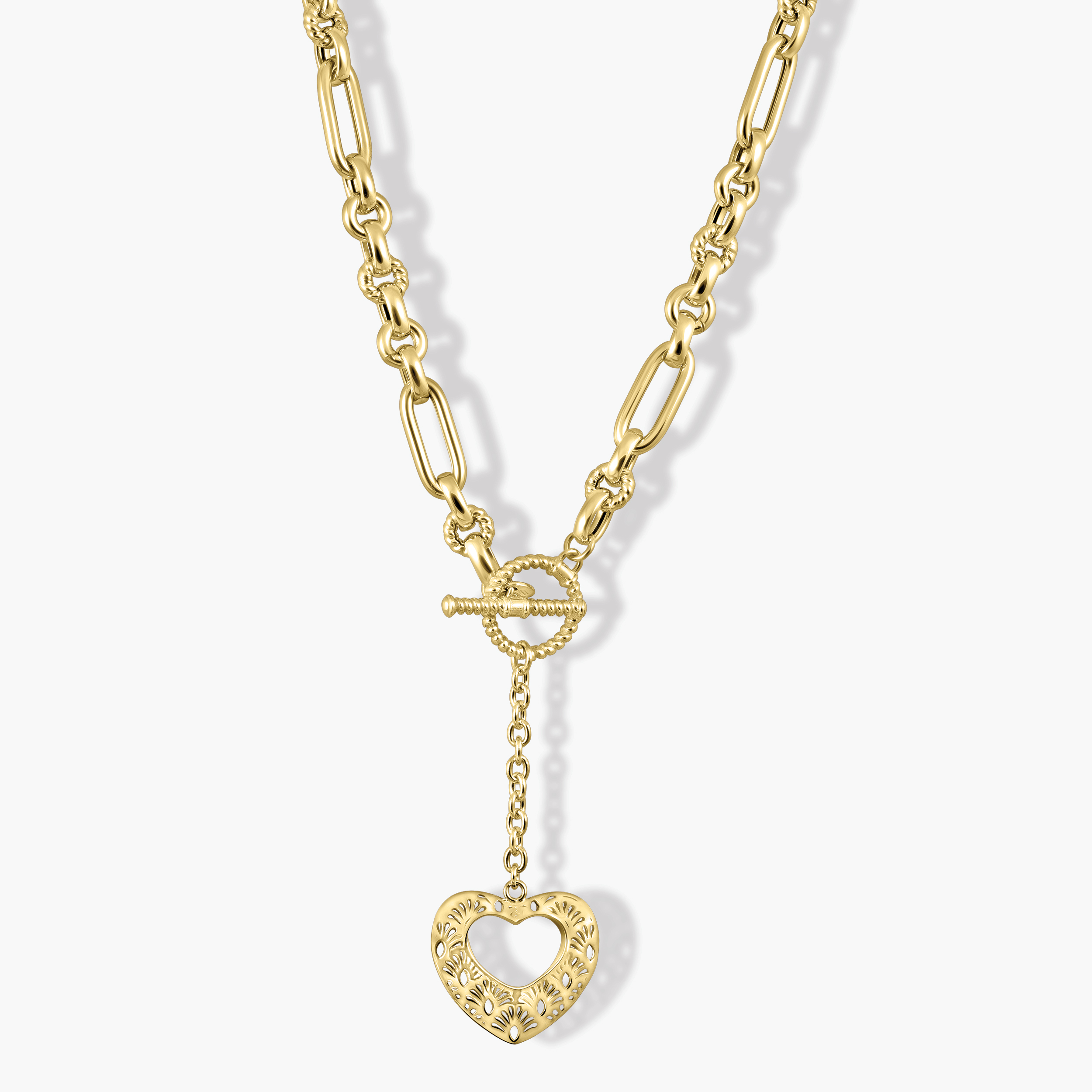 שרשרת זהב 14K עניבה עם תליון לב