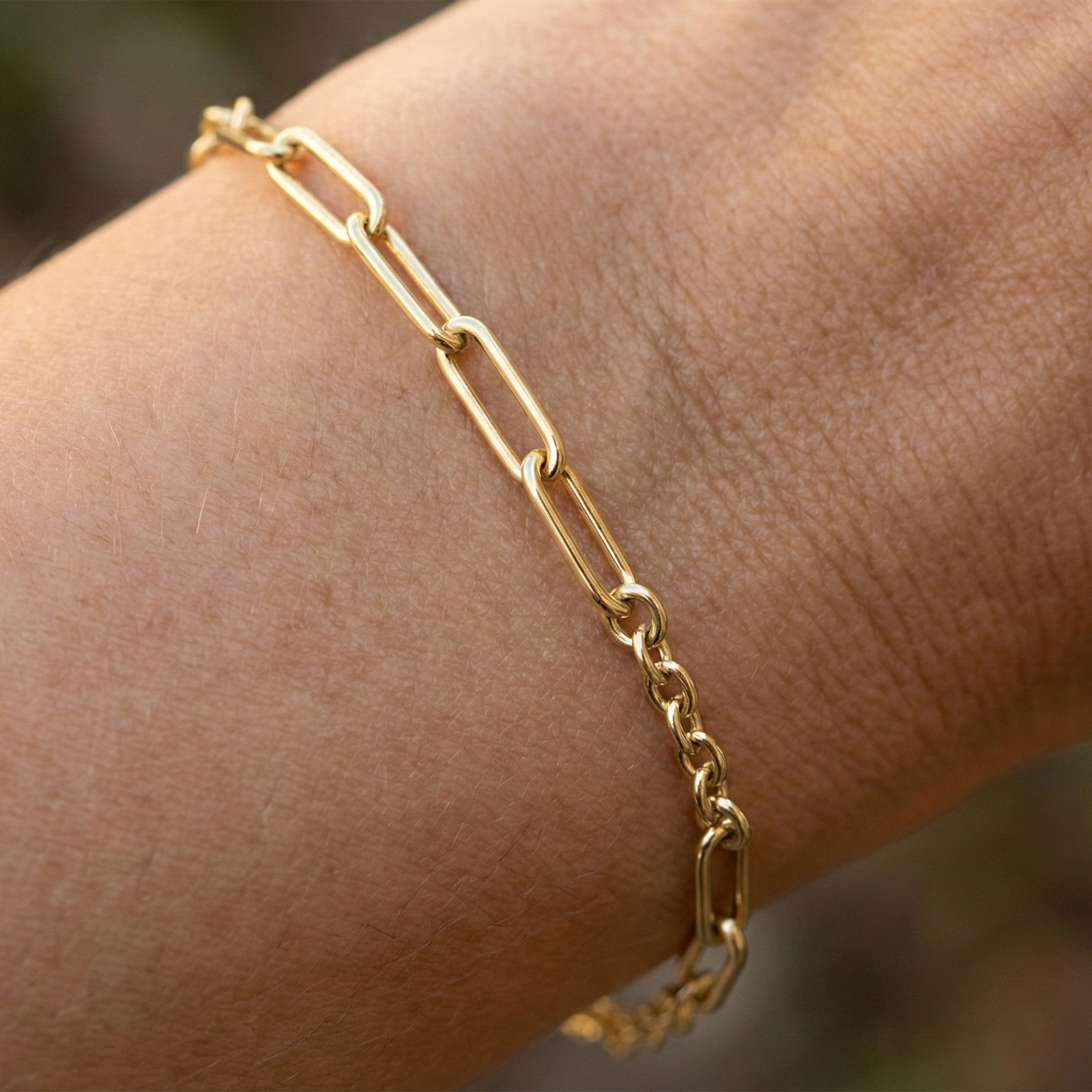 צמיד זהב 14K חוליות מאורכות